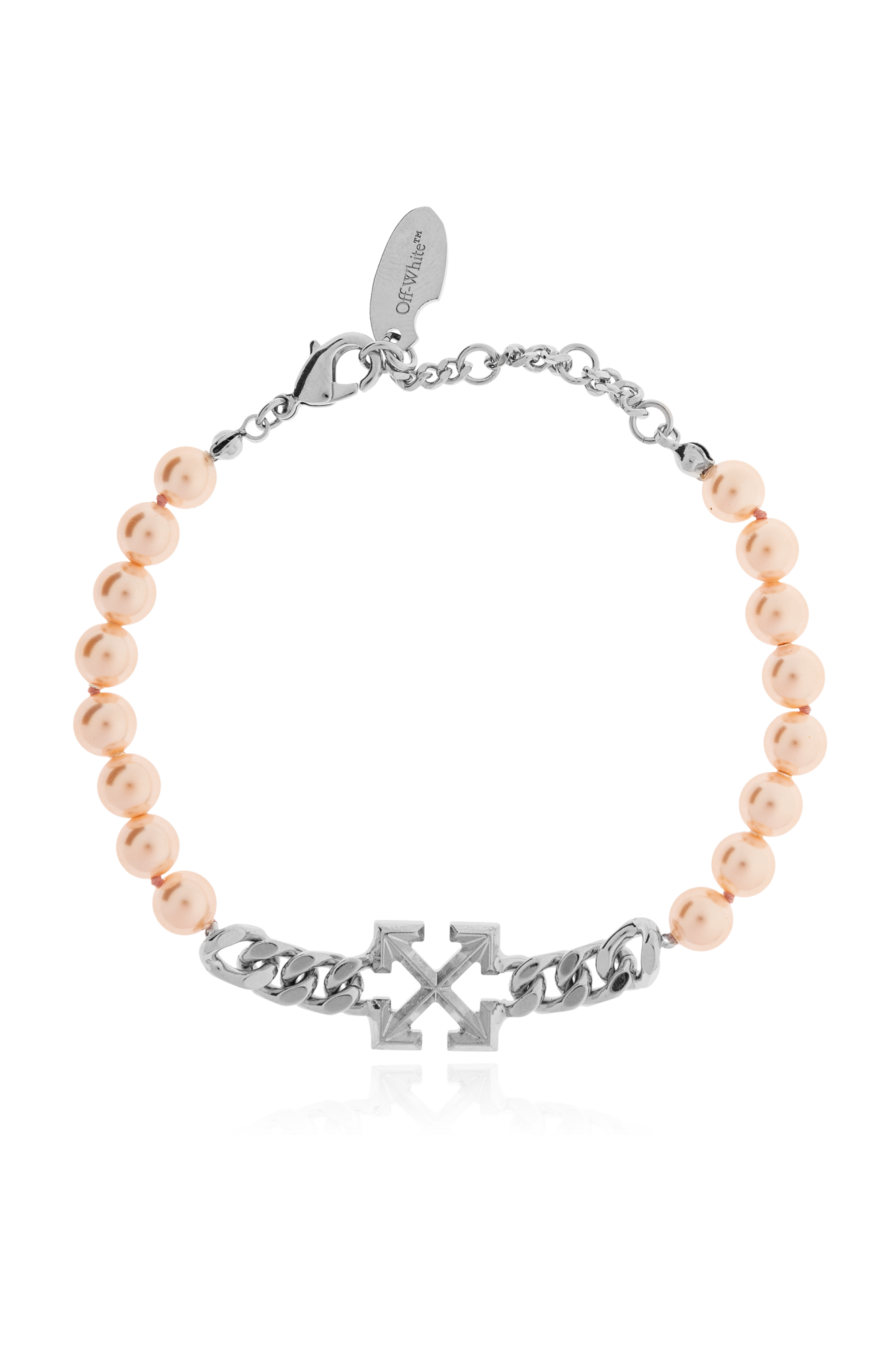 Off-White Bransoleta Ze Szklanymi Perłami, Kobiety, Srebrny