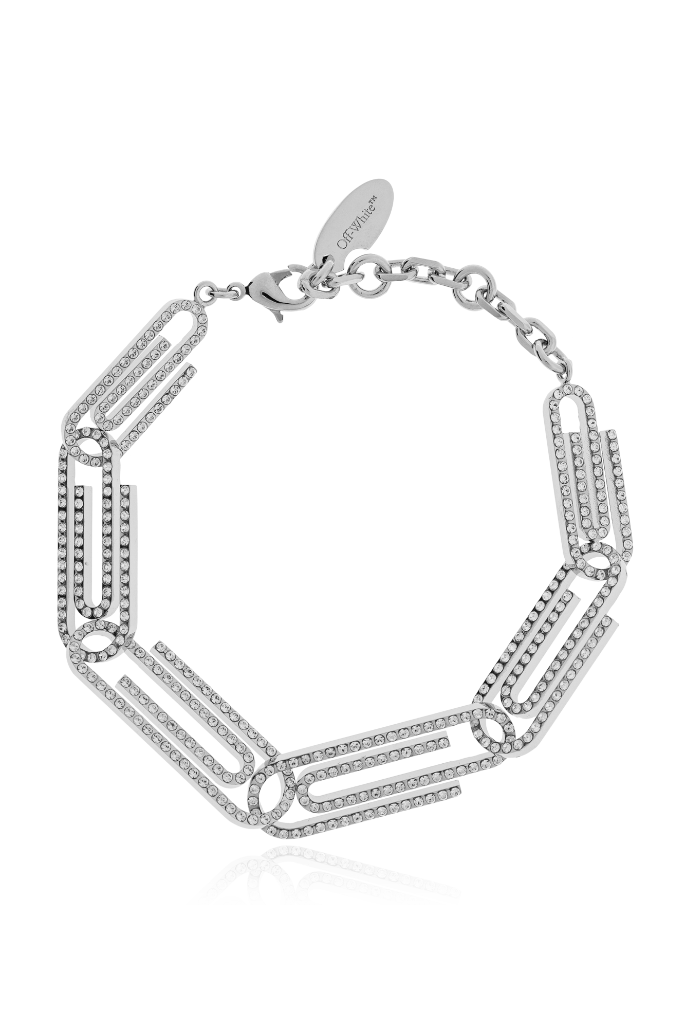 Off-White Mosiężna Bransoleta Z Połyskującymi Kryształami, Kobiety, Srebrny