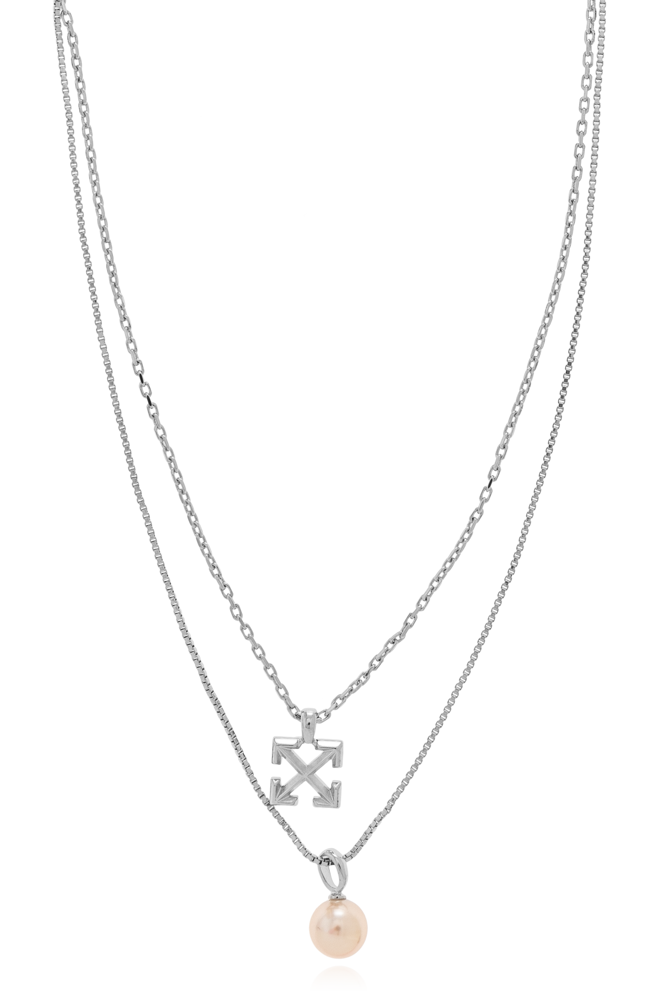 Off-White Krótki Naszyjnik Z Zawieszkami, Kobiety, Srebrny