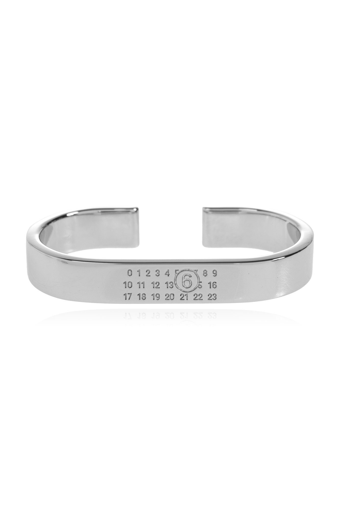 MM6 Maison Margiela Podwójny Pierścień Z Wygrawerowanym Logo, Kobiety, Srebrny