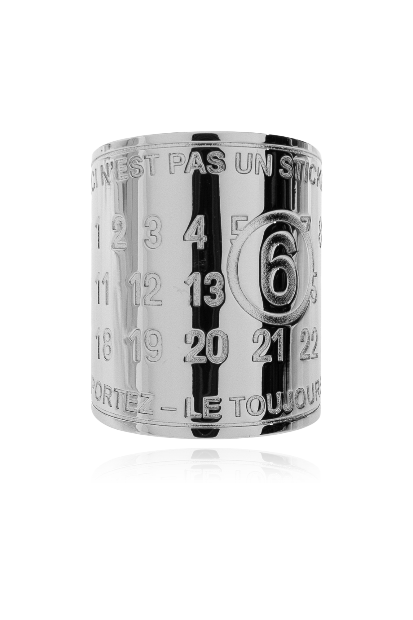MM6 Maison Margiela Pierścień Z Wygrawerowanym Logo, Unisex, Srebrny