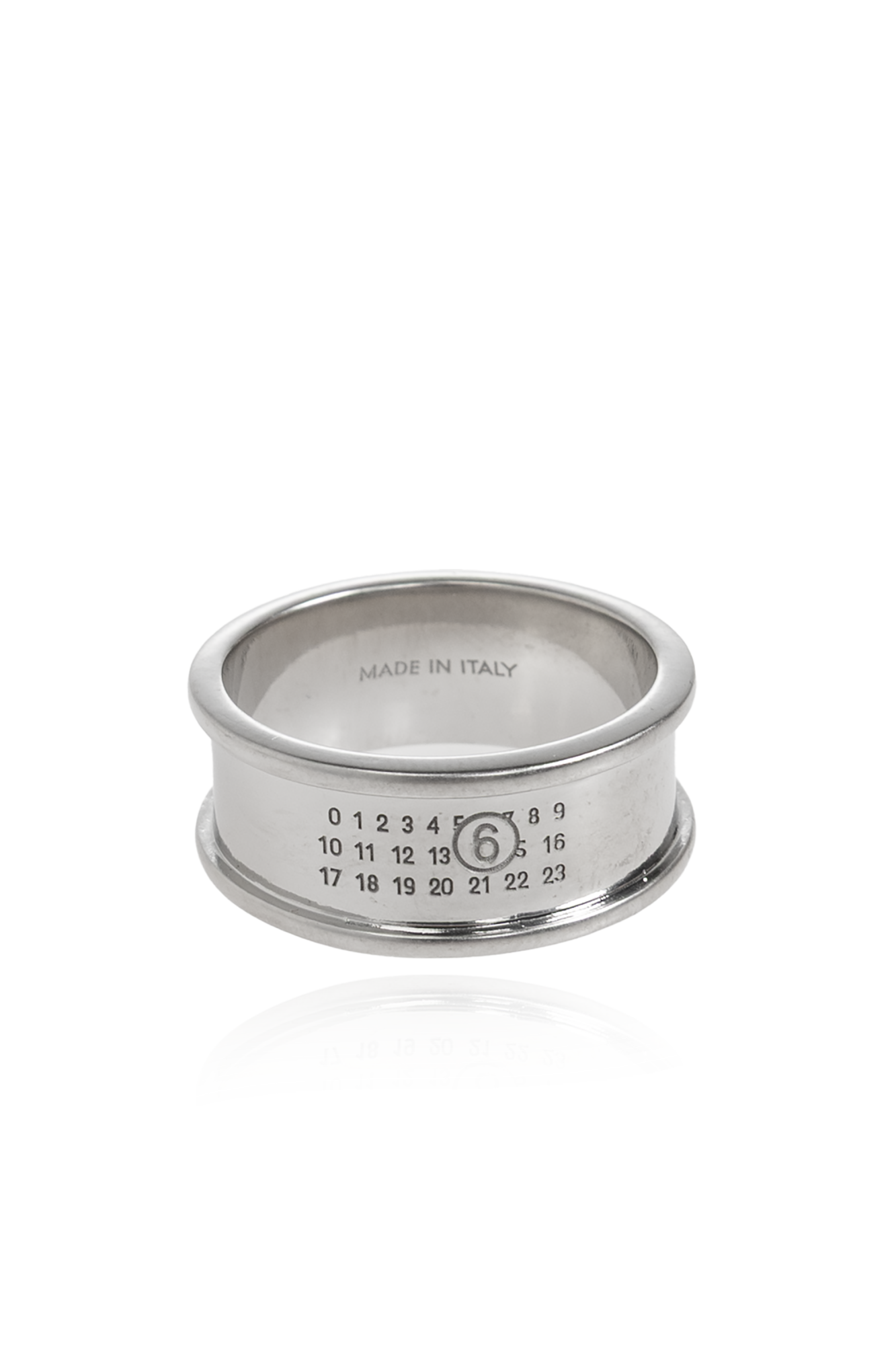 MM6 Maison Margiela Pierścień Z Wygrawerowanym Logo, Unisex, Srebrny