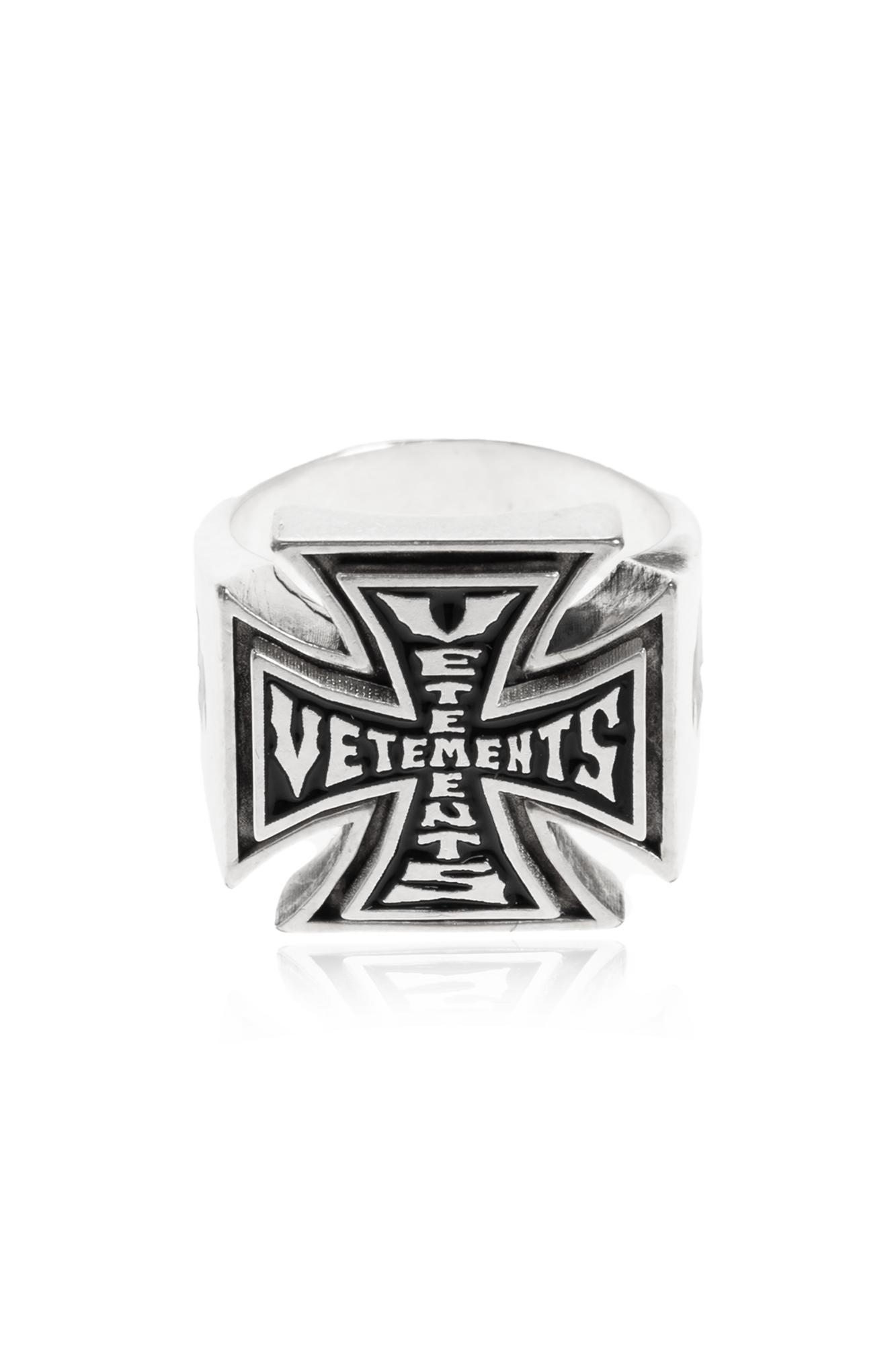 VETEMENTS Pierścionek Z Logo, Unisex, Srebrny