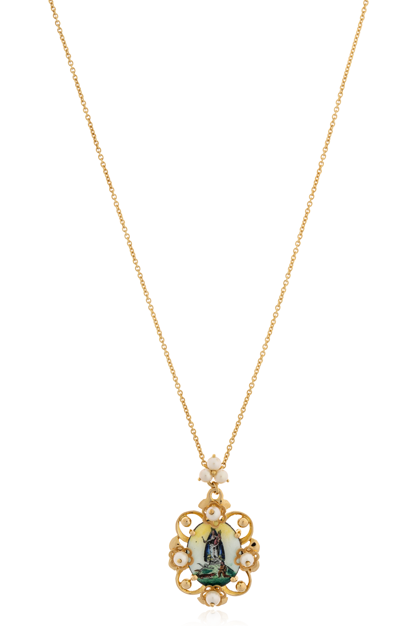 Dolce & Gabbana Naszyjnik Z Motywem Religijnym, Unisex, Złoty