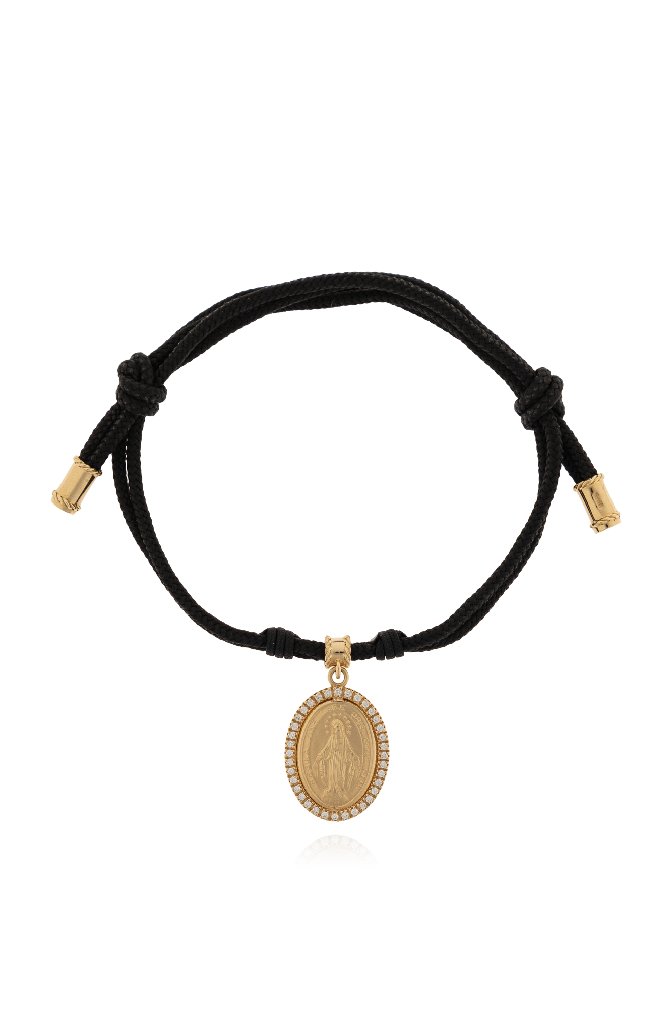 Dolce & Gabbana Bransoleta Ze Złotą Zawieszką, Mężczyźni, Czarny