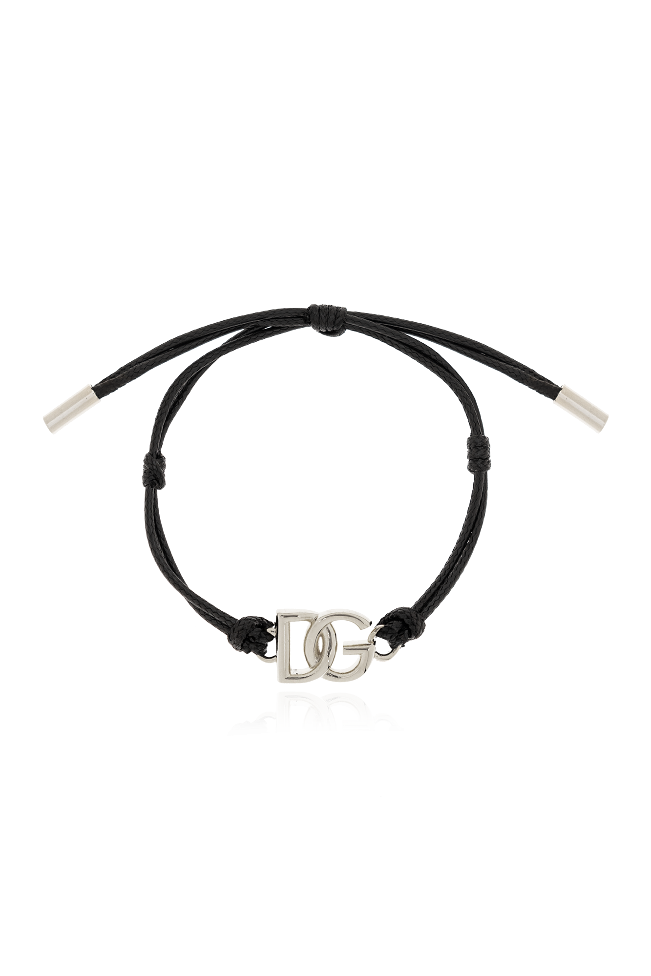 Dolce & Gabbana Bransoleta Z Logo, Mężczyźni, Czarny