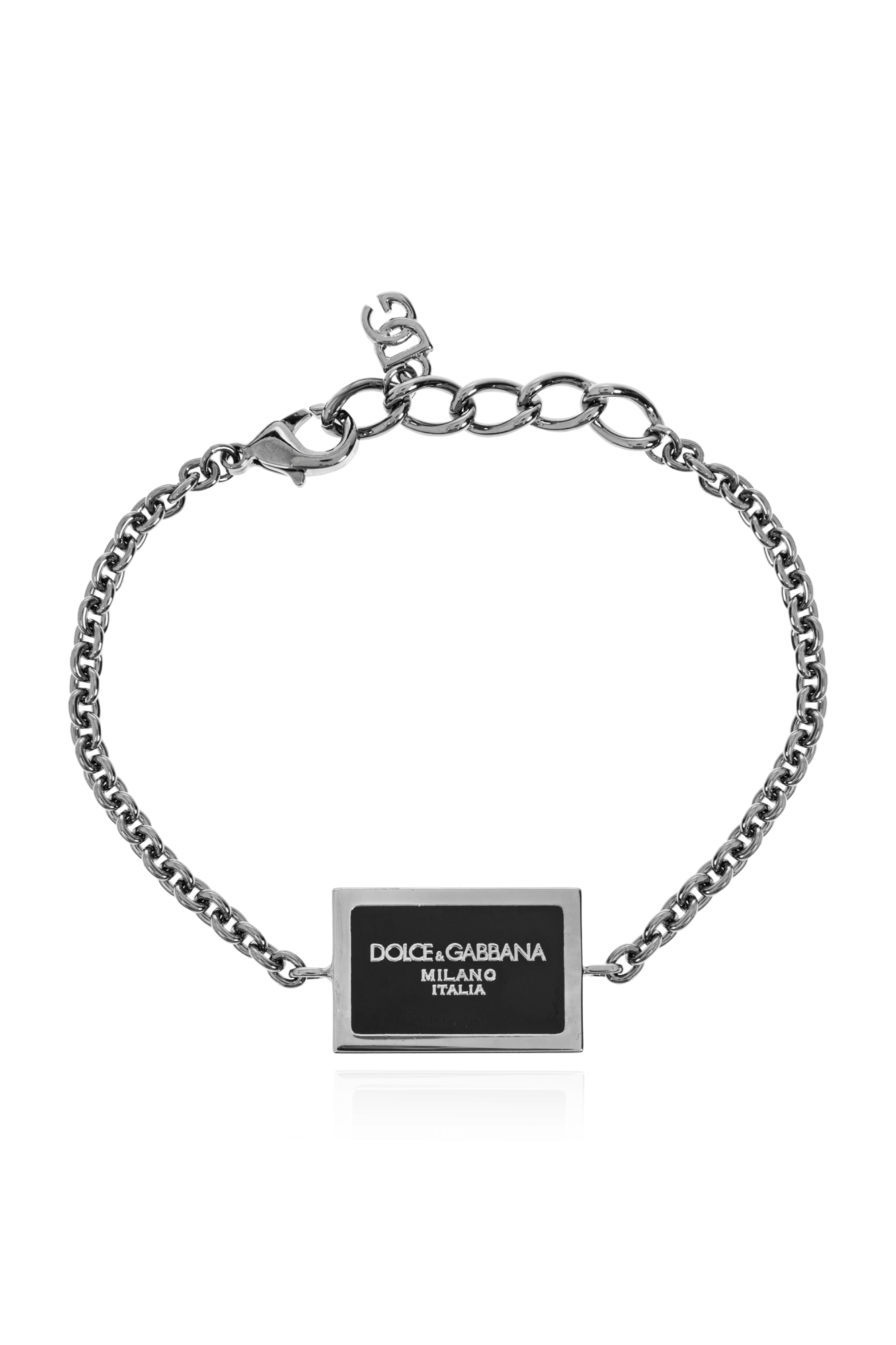 Dolce & Gabbana Bransoleta Z Logo, Mężczyźni, Srebrny