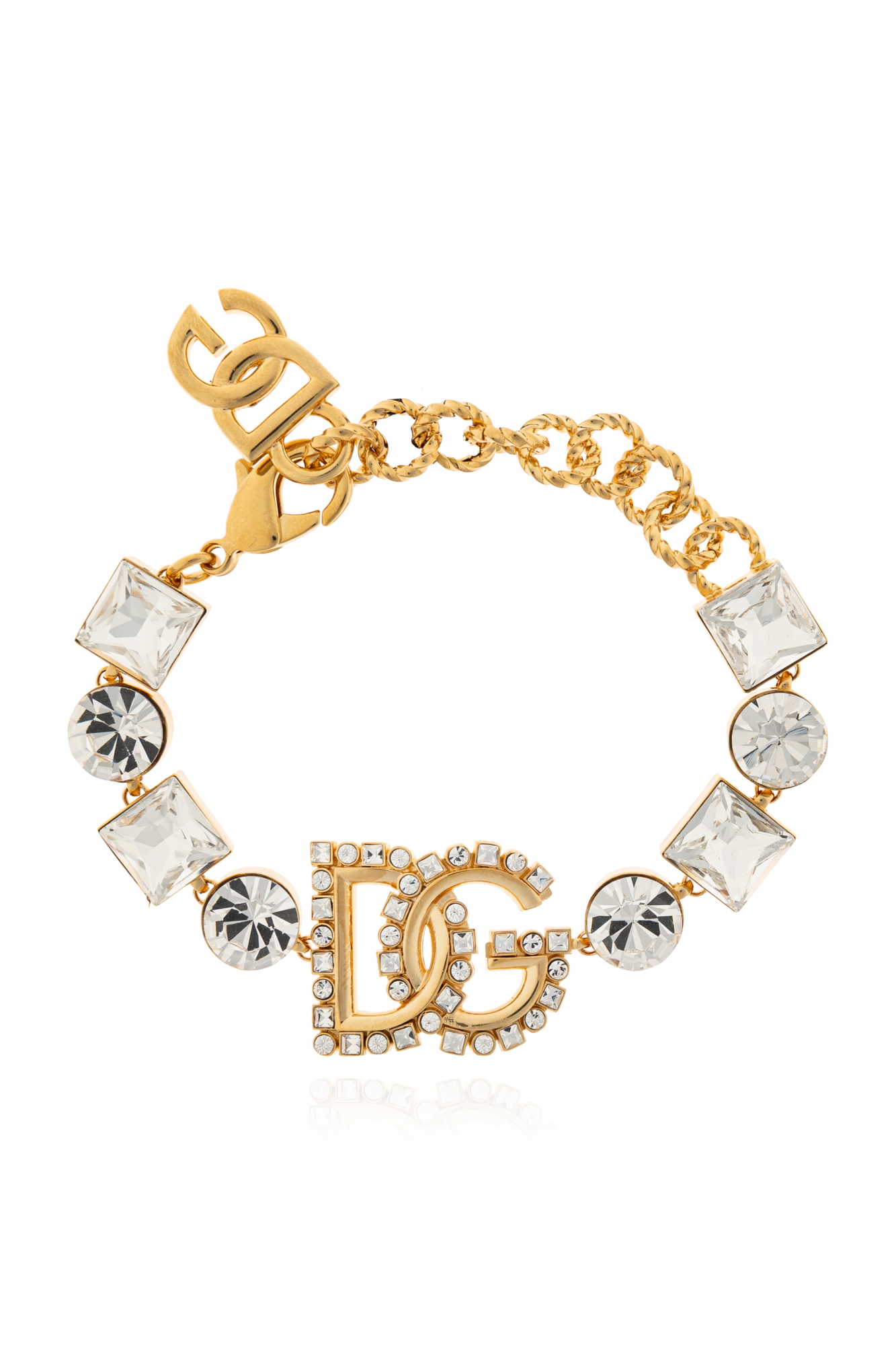 Dolce & Gabbana Bransoleta Z Połyskującymi Kryształami, Kobiety, Złoty