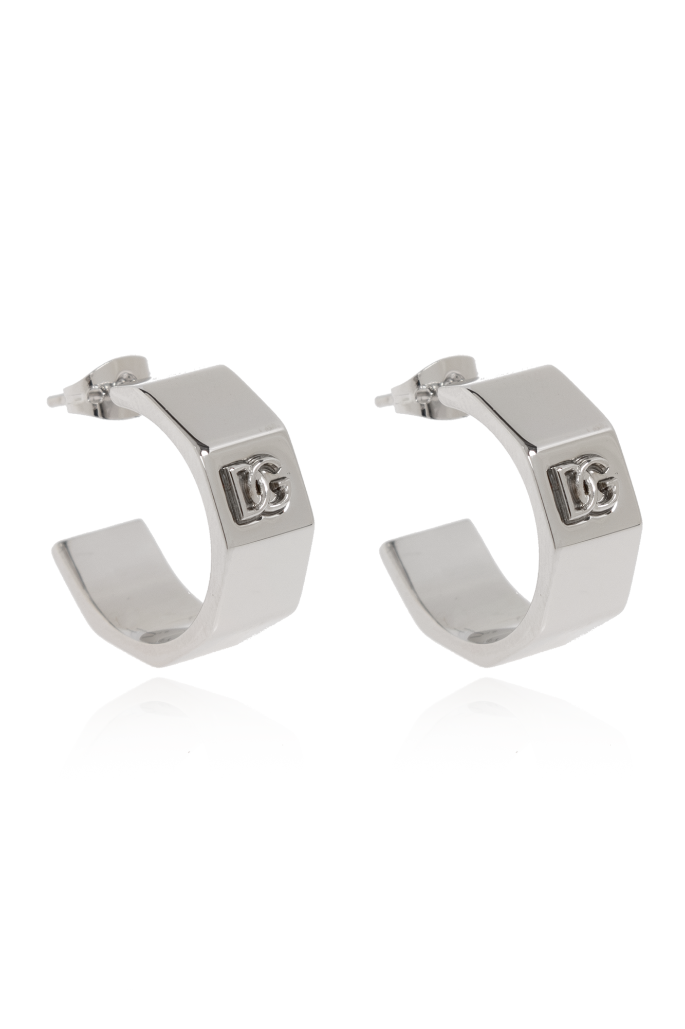 Dolce & Gabbana Kolczyki Z Logo, Mężczyźni, Srebrny
