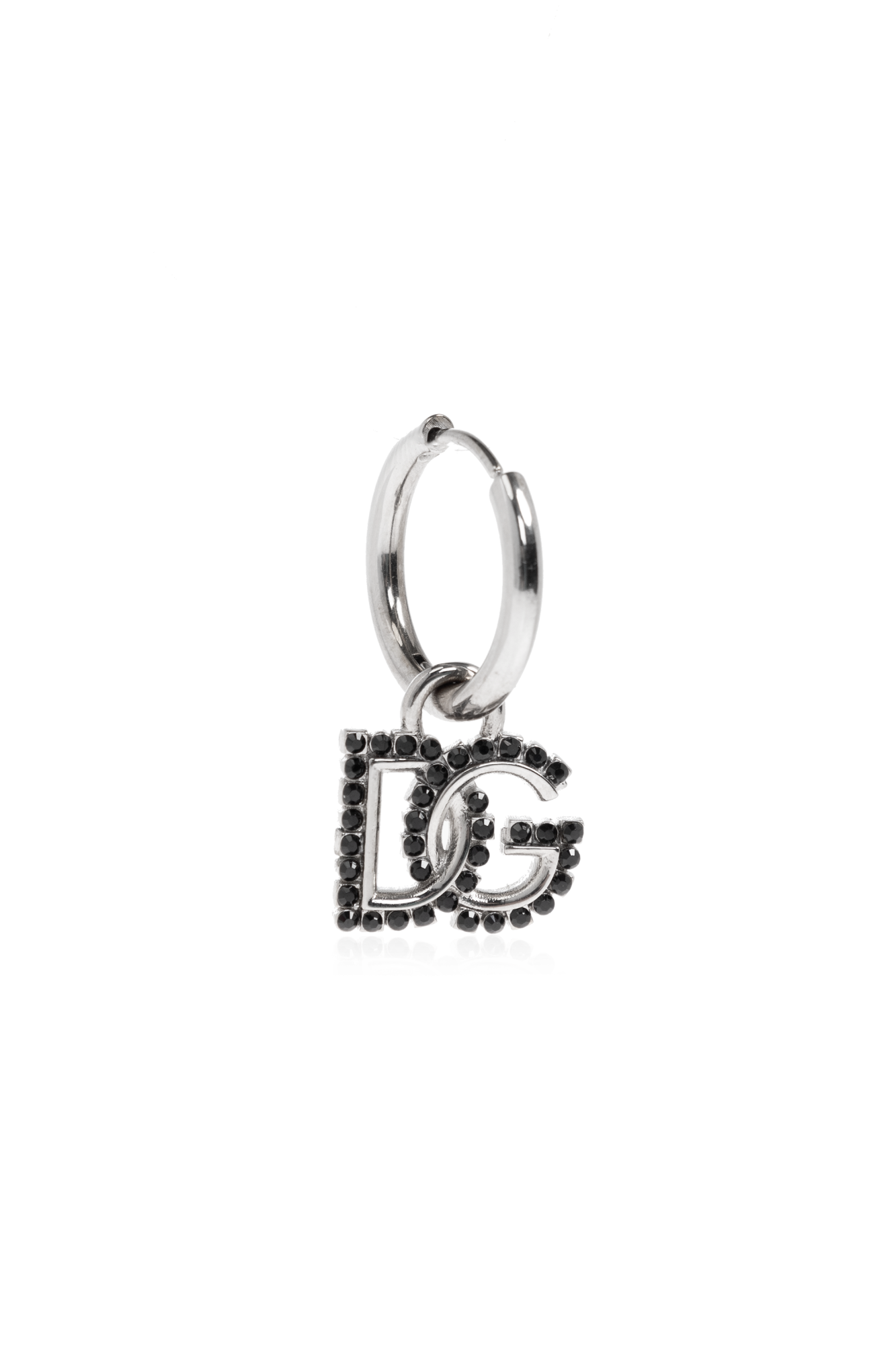 Dolce & Gabbana Pojedynczy Kolczyk Z Zawieszką W Kształcie Logo, Unisex, Srebrny