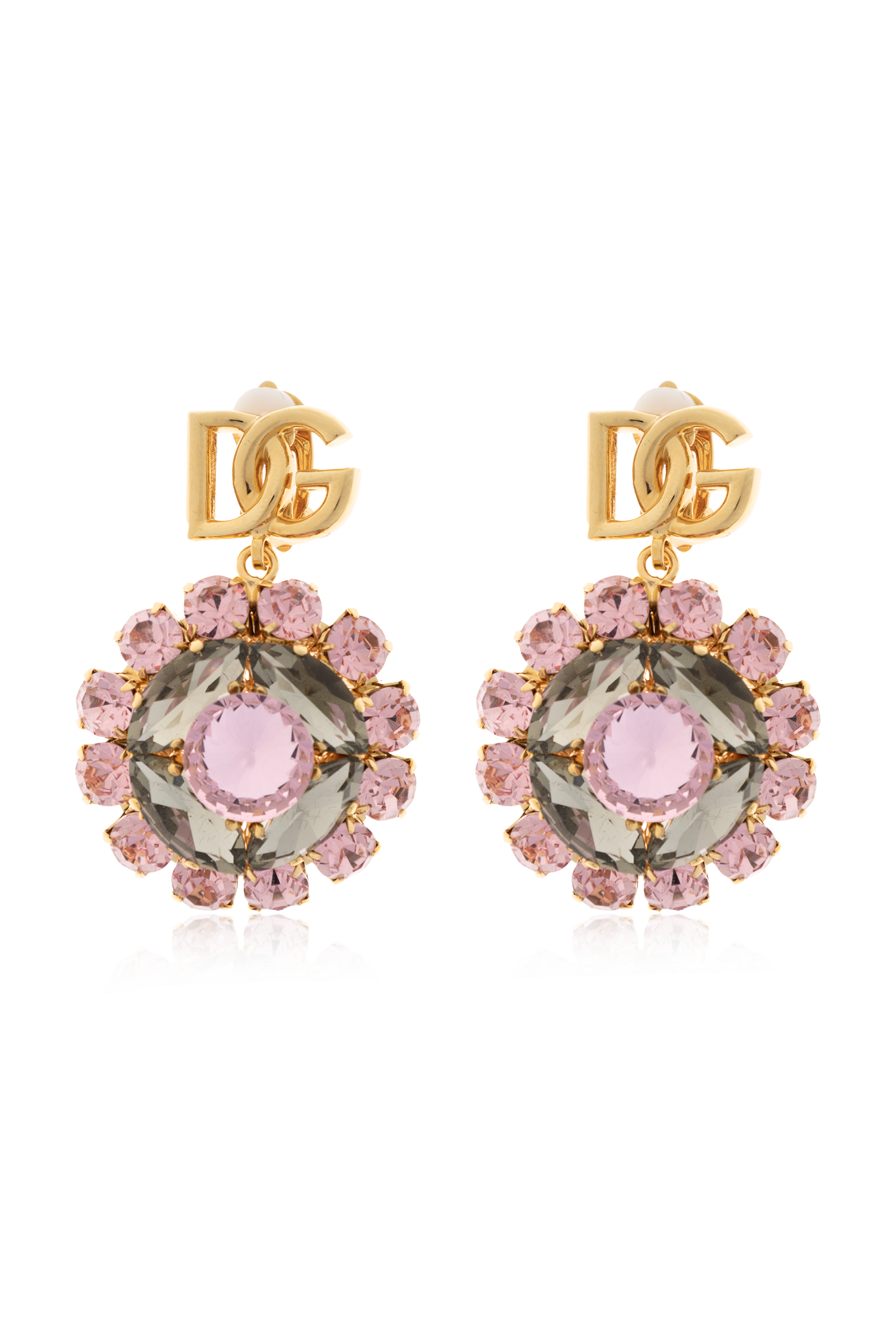 Dolce & Gabbana Klipsy  Z Połyskującymi Kryształami, Kobiety, Złoty