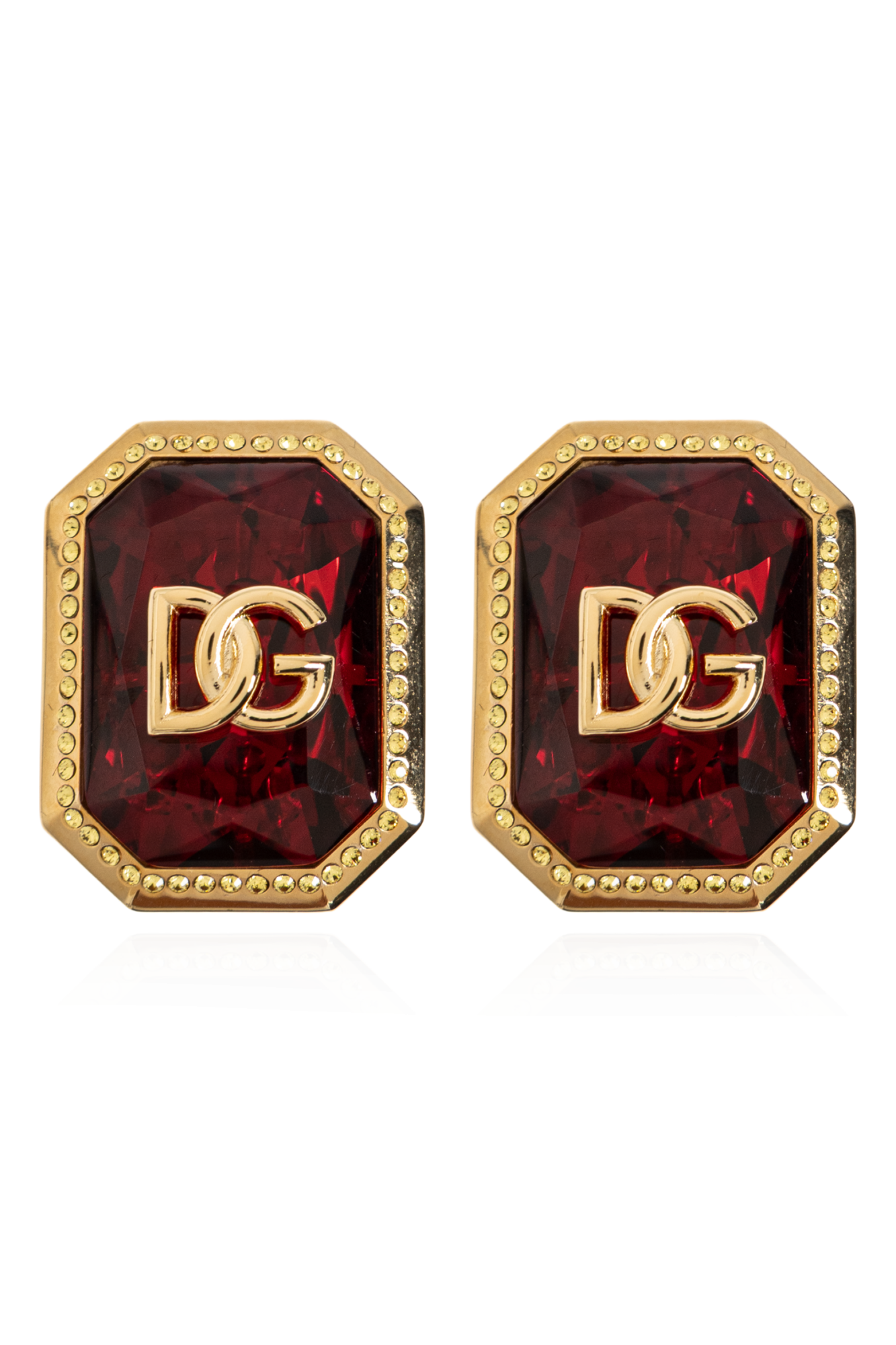 Dolce & Gabbana Klipsy Z Połyskującymi Kryształami, Kobiety, Złoty