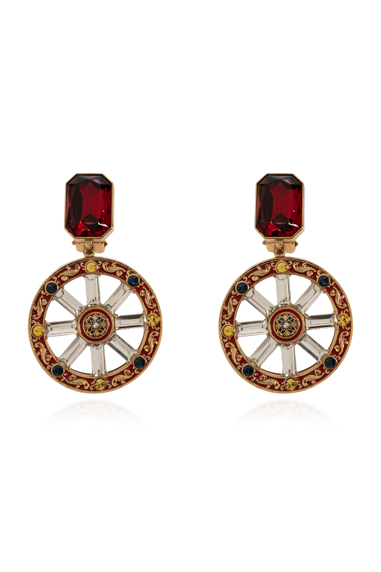 Dolce & Gabbana Klipsy Z Połyskującymi Kryształami, Kobiety, Złoty