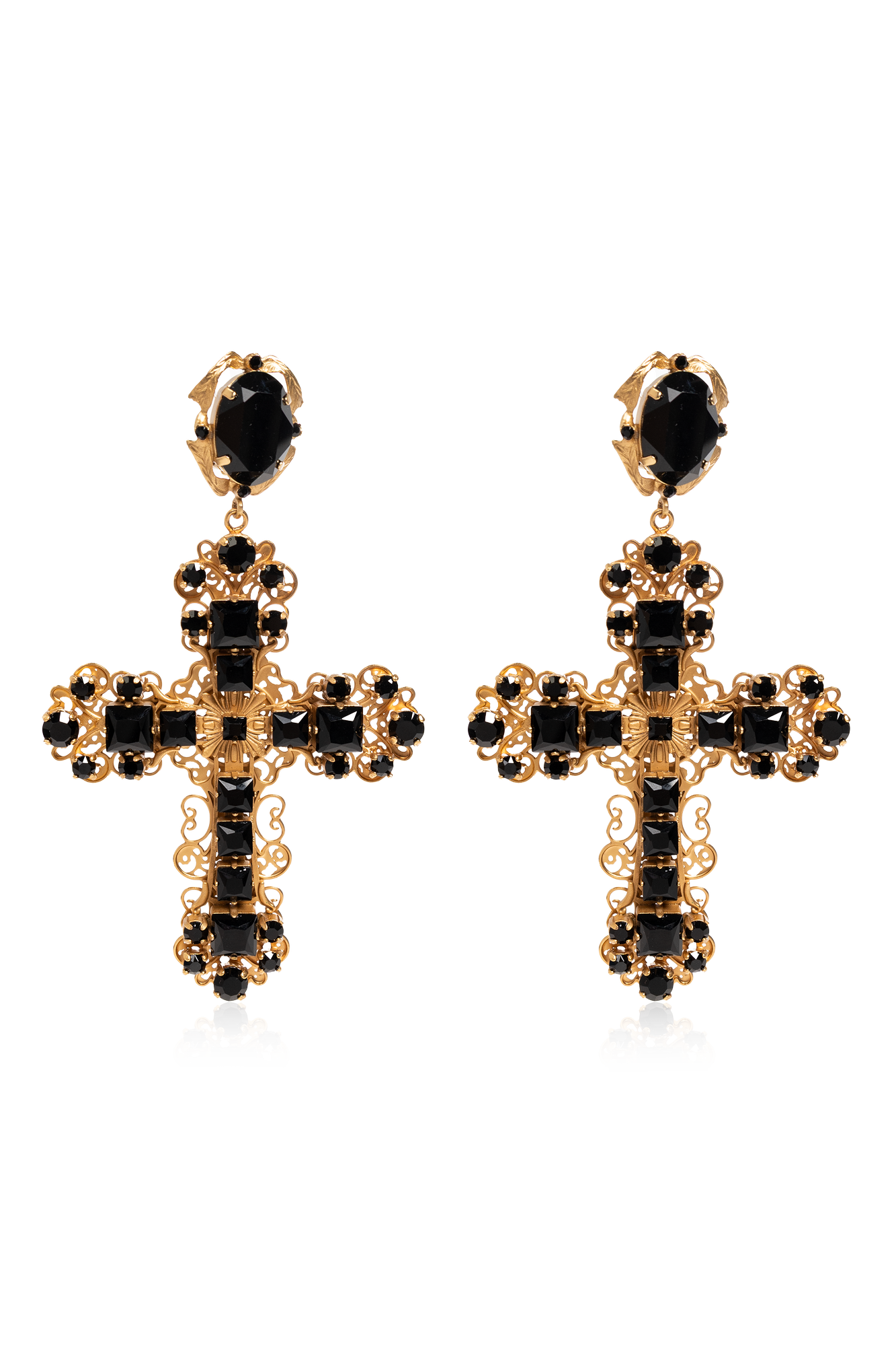 Dolce & Gabbana Klipsy Z Motywem Religijnym, Kobiety, Złoty