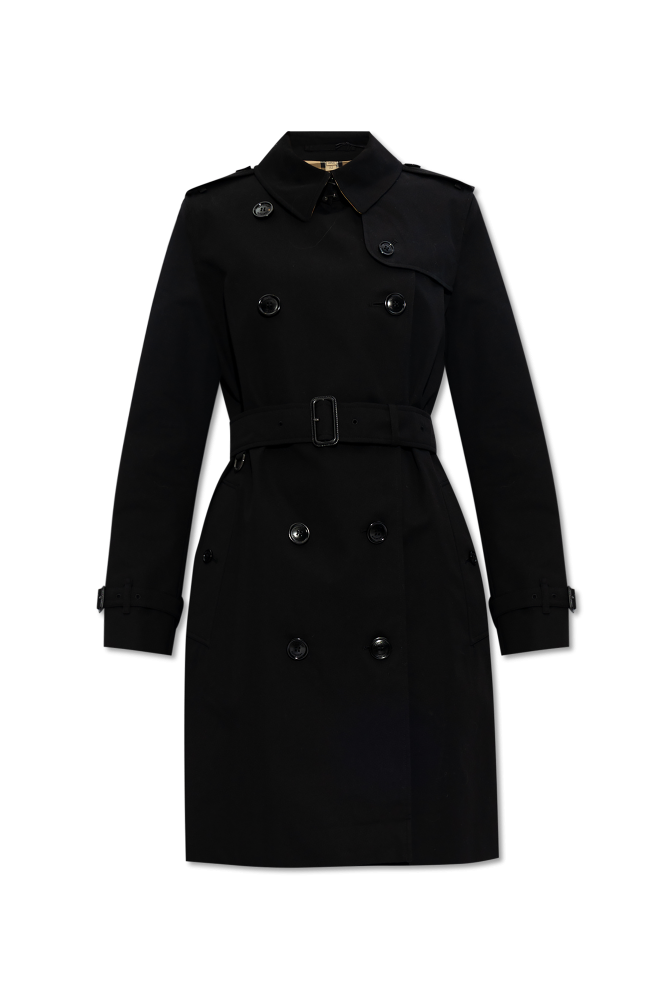 Burberry Bawełniany Trencz, Kobiety, Czarny