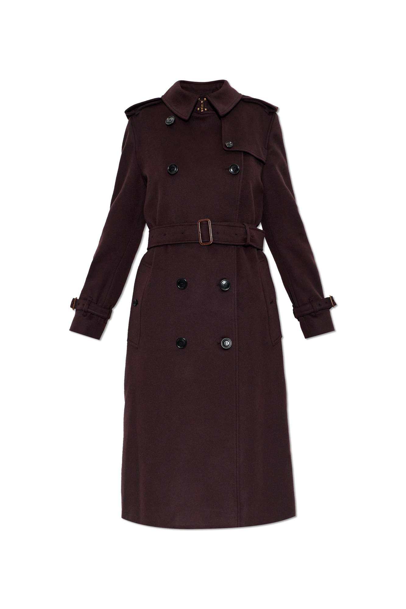 Burberry Kaszmirowy Płaszcz ‘Kensington’, Kobiety, Fioletowy