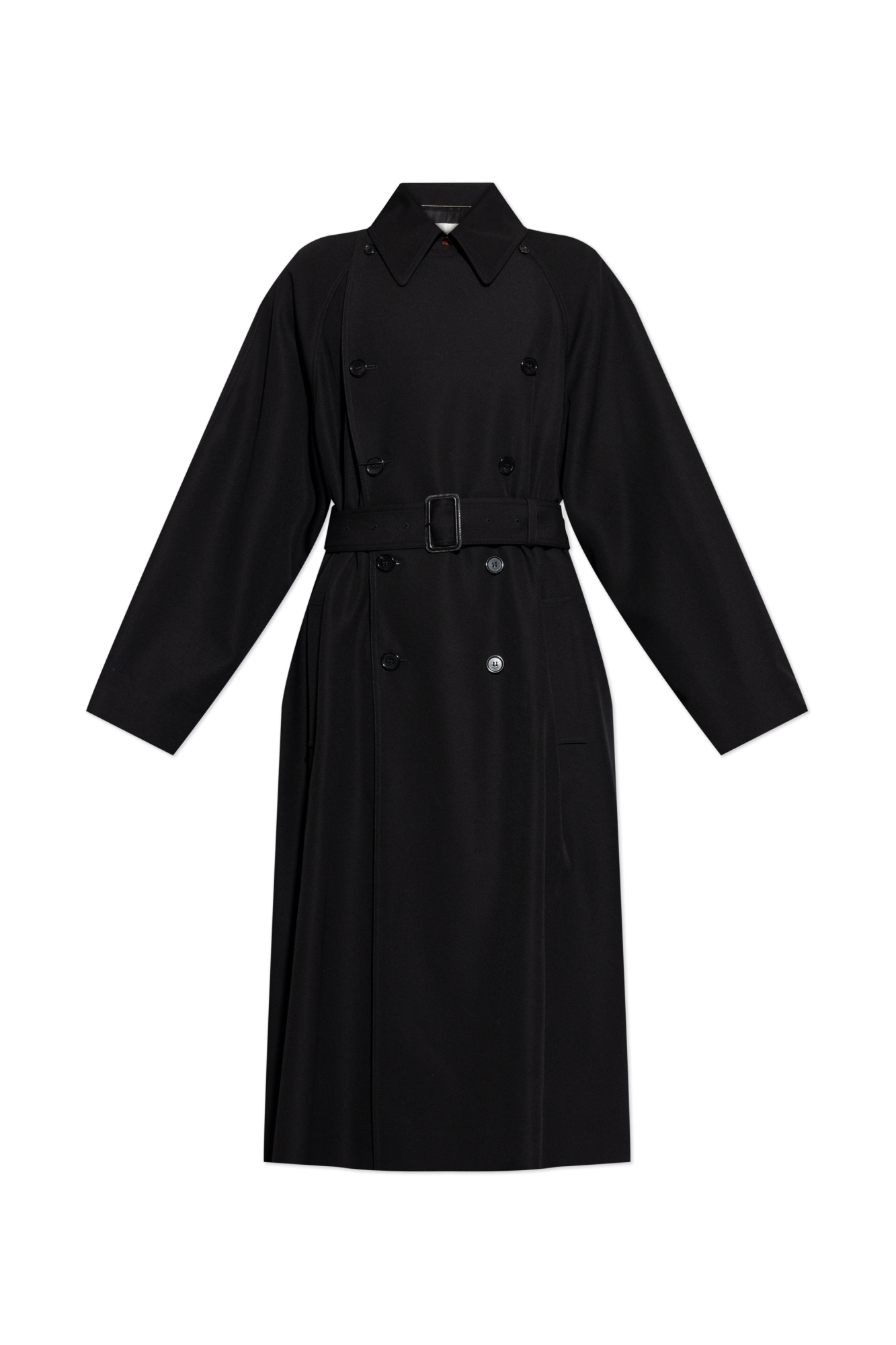 Saint Laurent Dwurzędowy Wełniany Płaszcz, Mężczyźni, Czarny