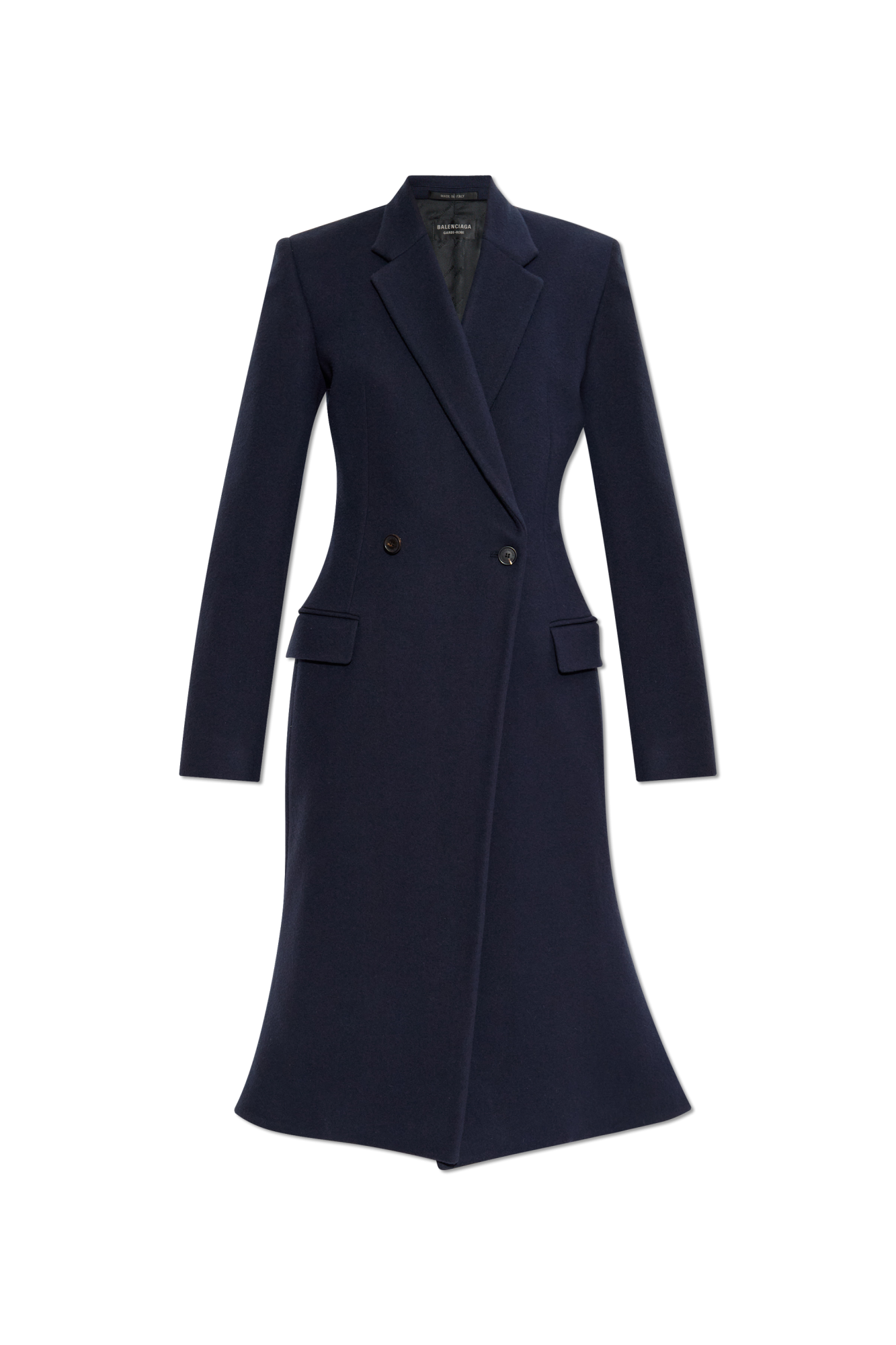 Balenciaga Wełniany Płaszcz, Kobiety, Granatowy