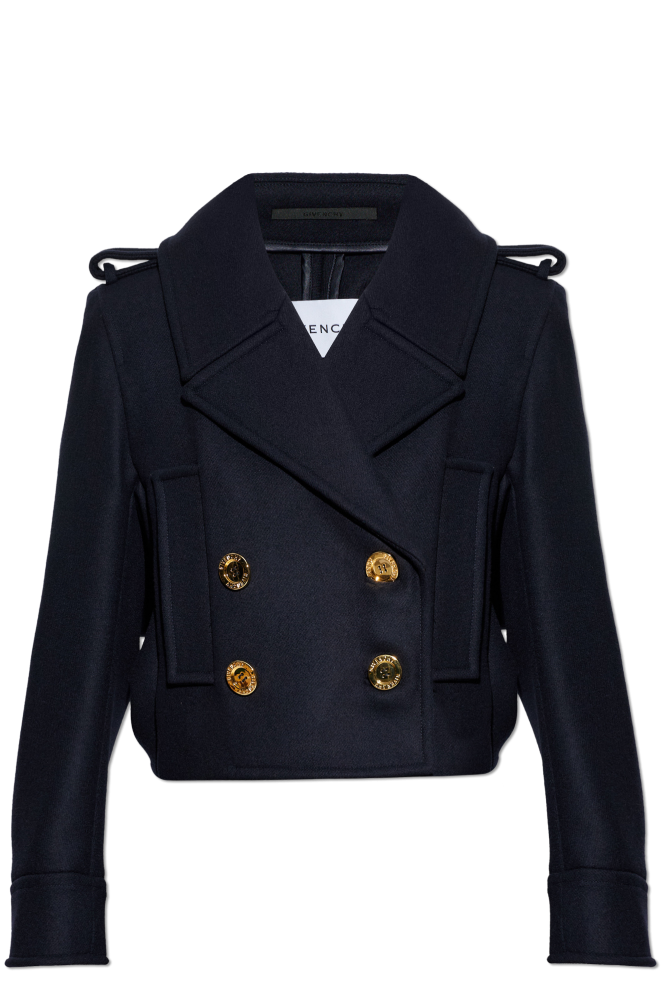 Givenchy Wełniana Kurtka Z Pagonami, Kobiety, Granatowy
