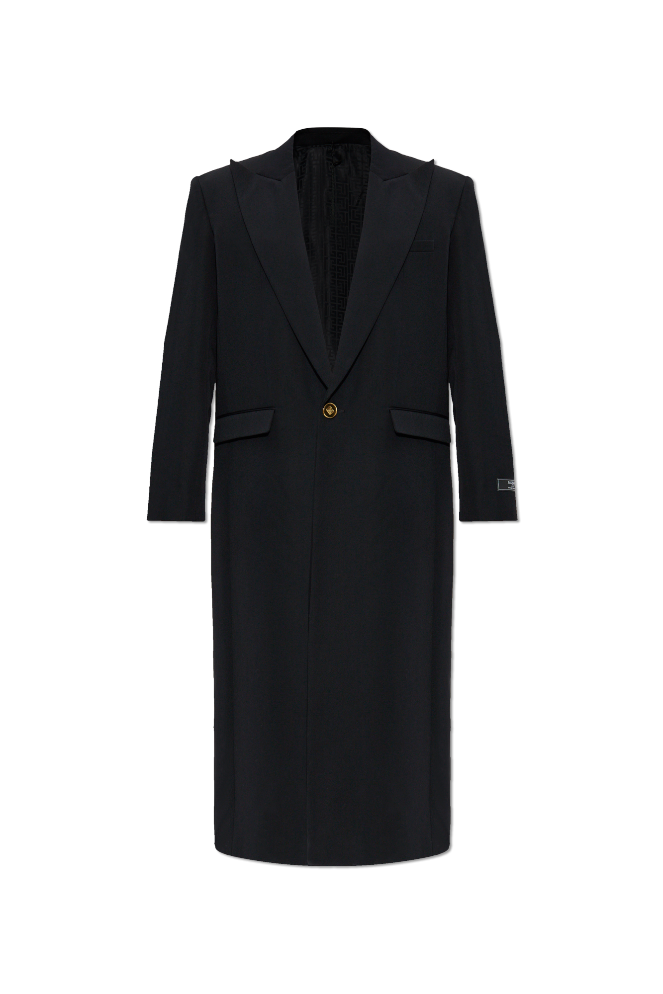 Balmain Wełniany Płaszcz, Mężczyźni, Czarny