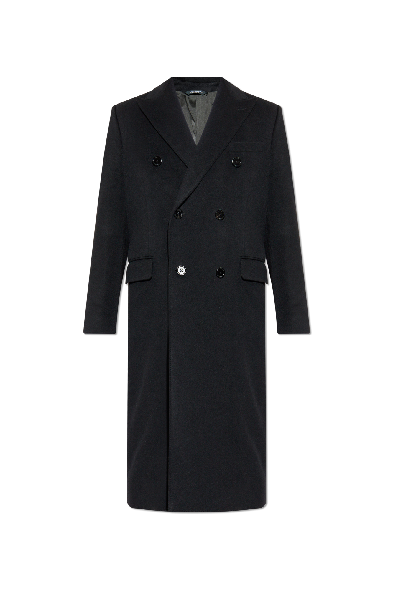 Dolce & Gabbana Wełniany Płaszcz, Mężczyźni, Czarny