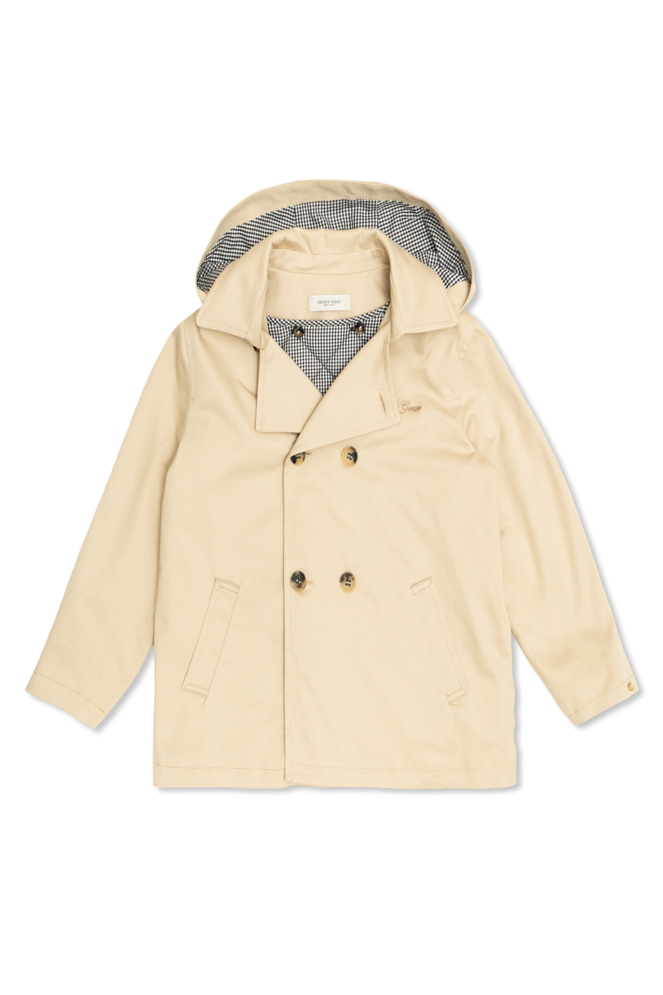 Golden Goose Kids Trencz Z Logo, Unisex, Beżowy