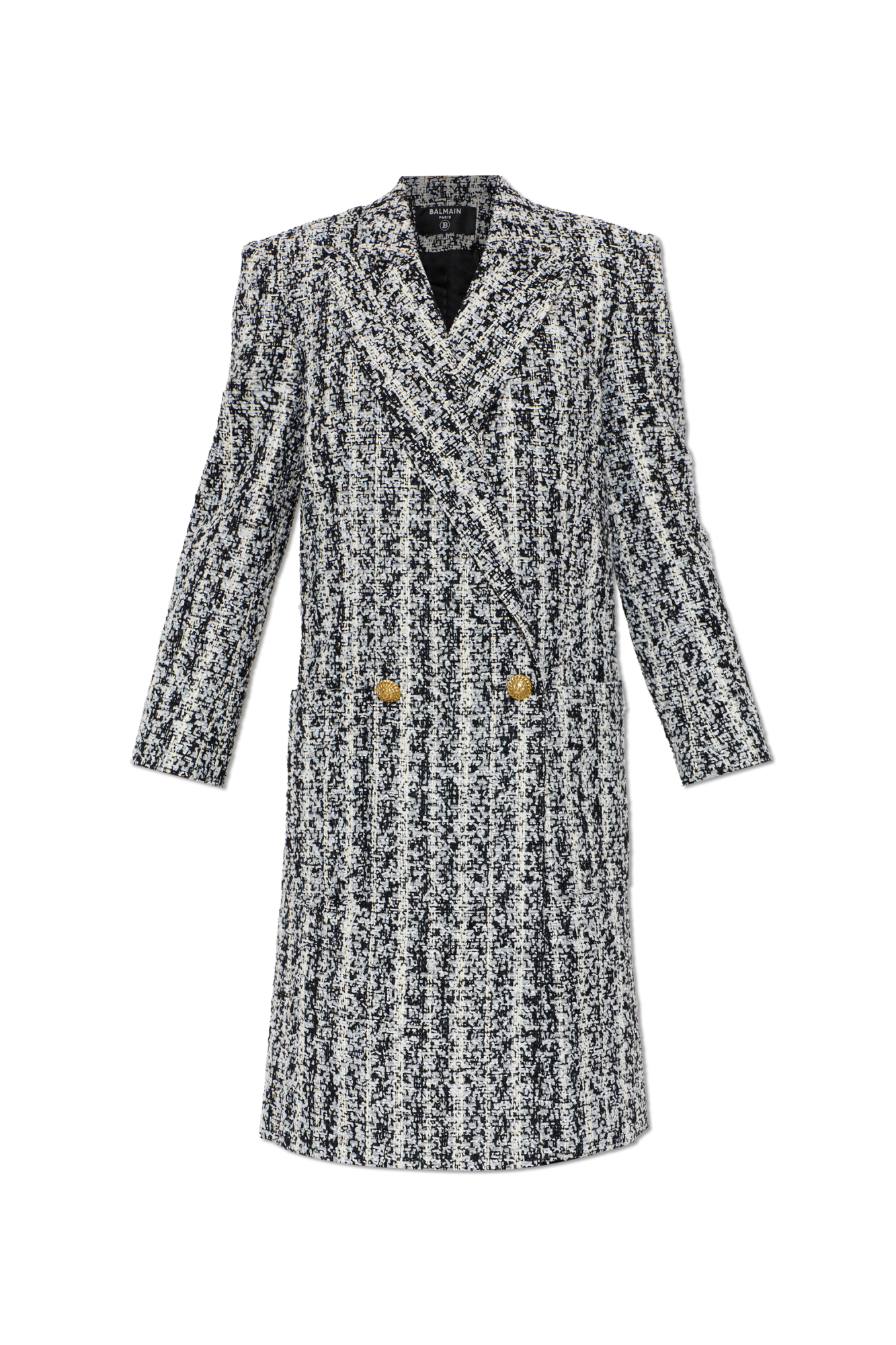 Balmain Płaszcz Dwurzędowy Z Kieszeniami, Kobiety, Czarny