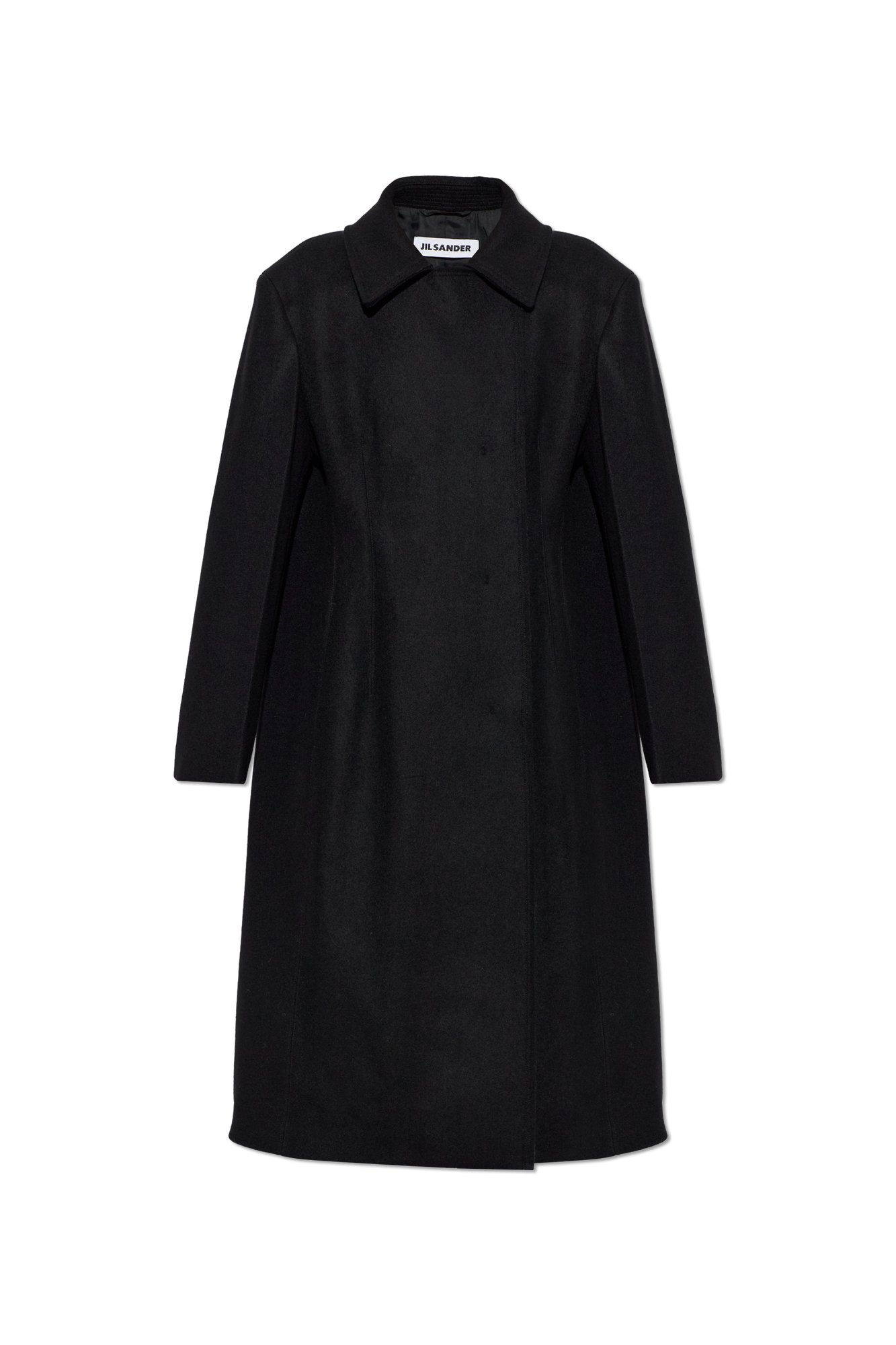 JIL SANDER Wełniany Płaszcz, Kobiety, Czarny