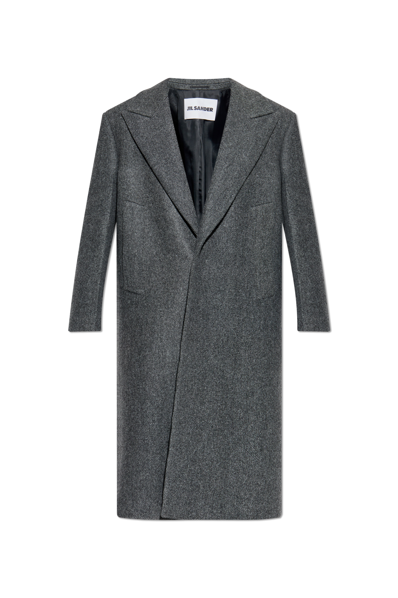 JIL SANDER Wełniany Płaszcz, Mężczyźni, Szary