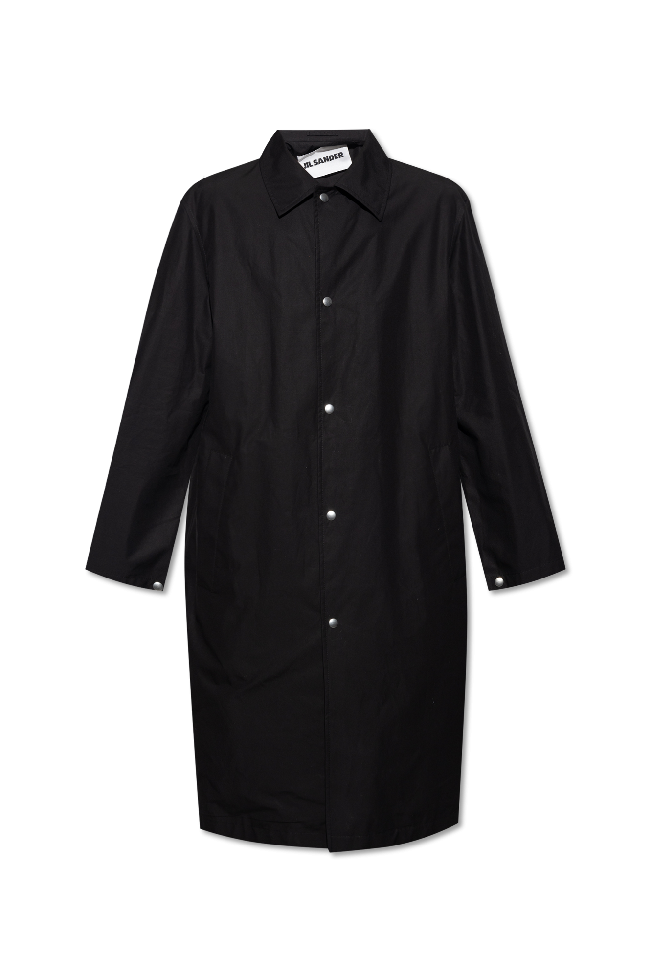 JIL SANDER Bawełniany Płaszcz Z Logo, Mężczyźni, Czarny