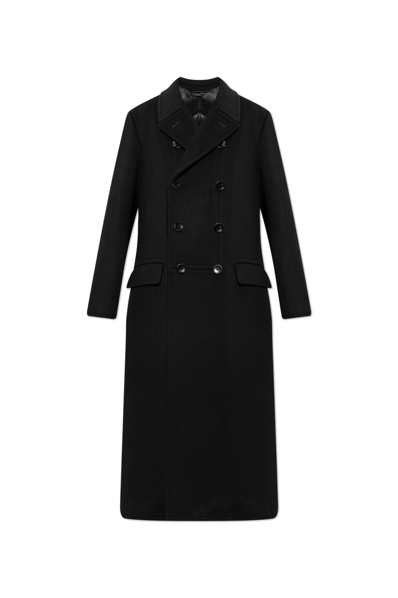 Tom Ford Wełniany Płaszcz Dwurzędowy, Mężczyźni, Czarny