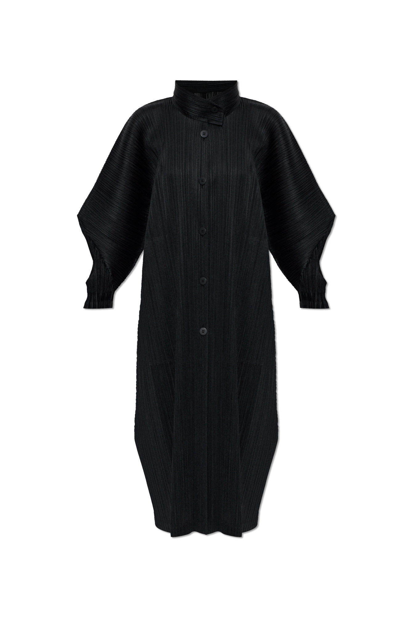 Pleats Please Issey Miyake Plisowany Płaszcz, Kobiety, Czarny