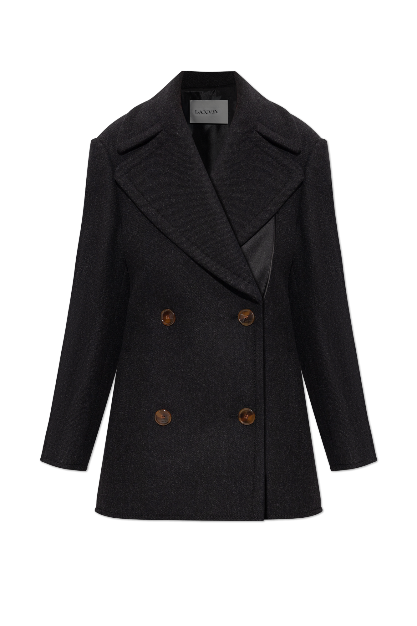 Lanvin Krótki Dwurzędowy Płaszcz, Kobiety, Czarny