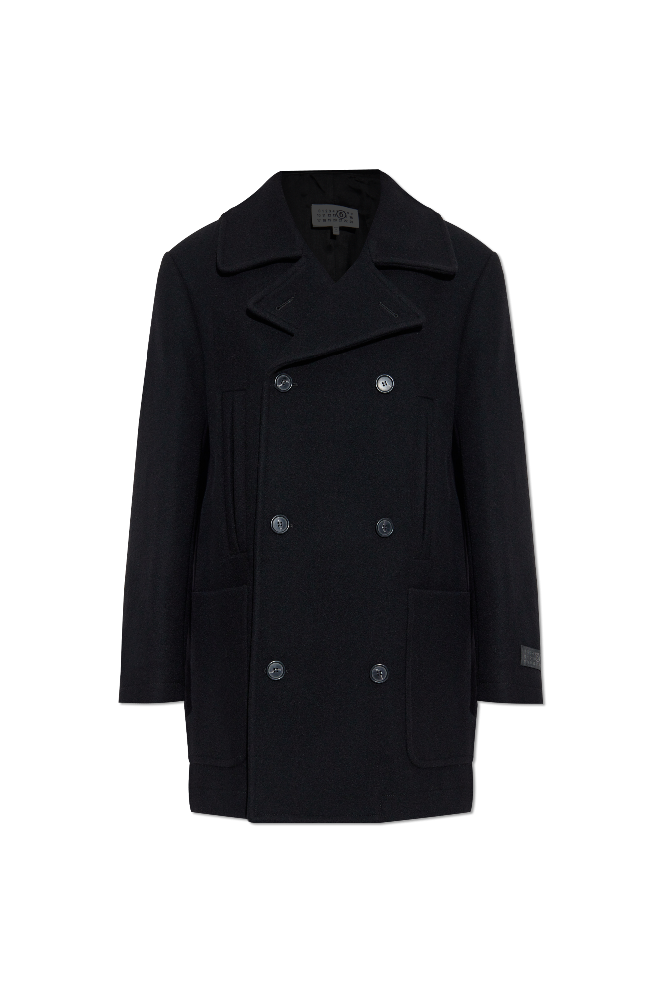 MM6 Maison Margiela Dwurzędowy Płaszcz, Mężczyźni, Czarny
