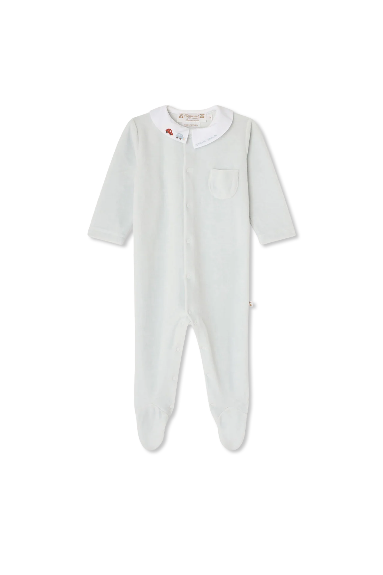 Bonpoint  Aksamitny Pajacyk Niemowlęcy `Tilouan`, Unisex, Jasnoniebieski