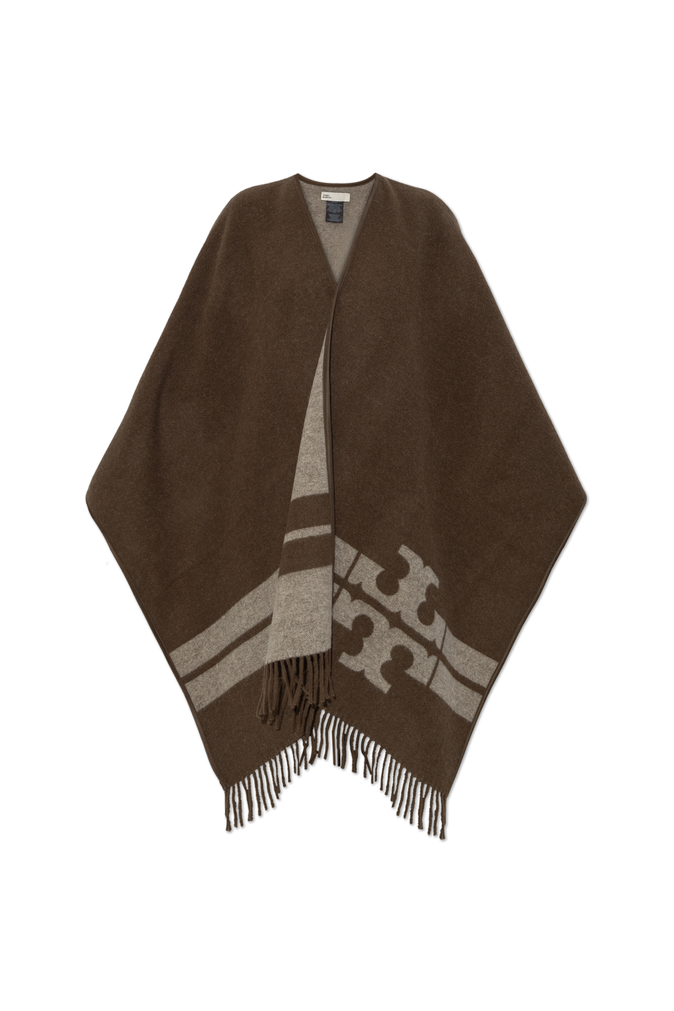Tory Burch Ponczo Z Logo, Kobiety, Brązowy