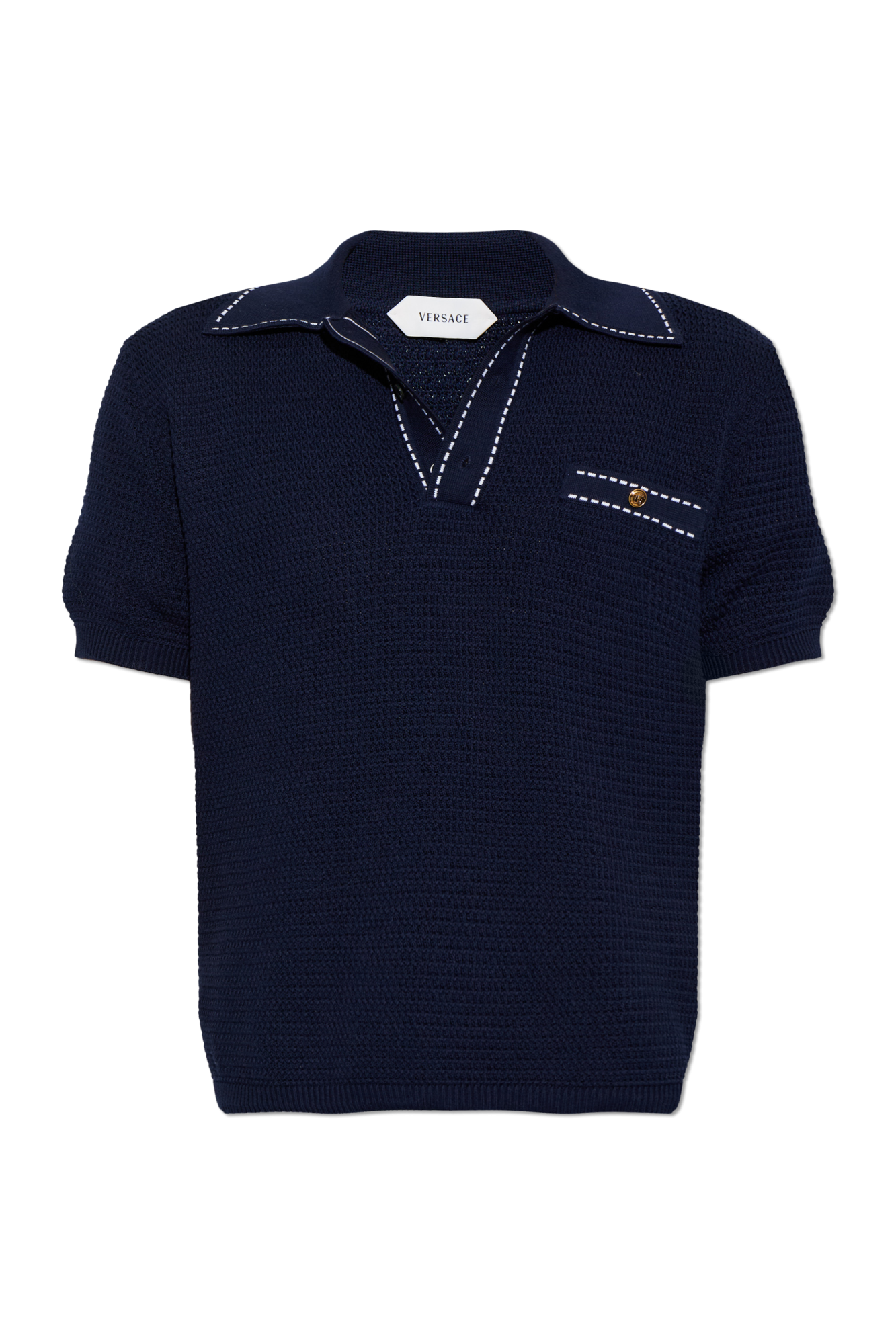 Versace Polo Z Kieszenią, Mężczyźni, Granatowy