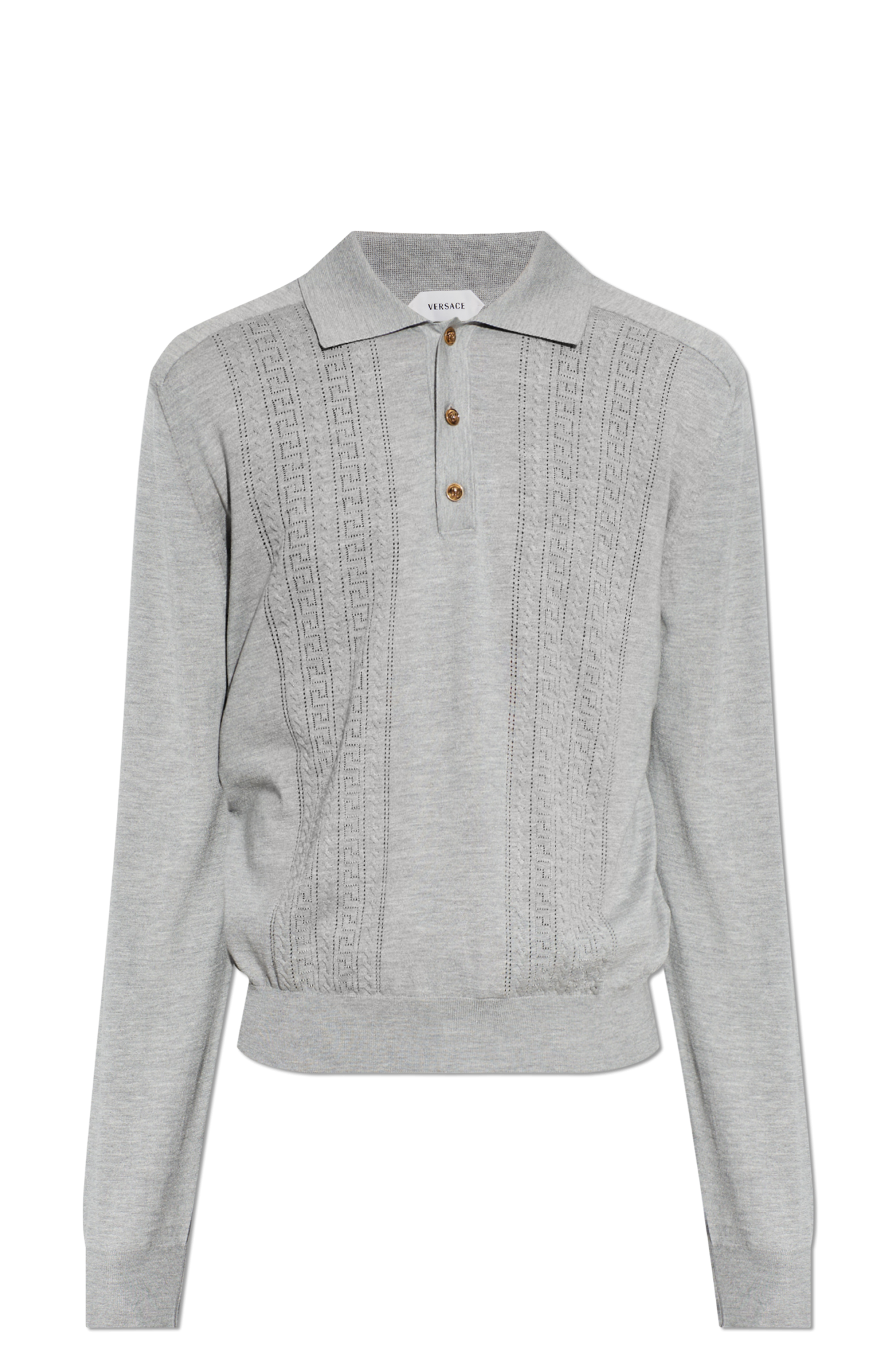 Versace Polo Z Długimi Rękawami, Mężczyźni, Szary