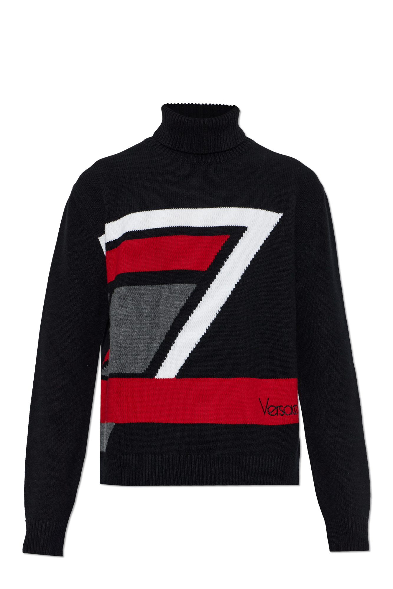 Versace Wełniany Golf, Mężczyźni, Czarny