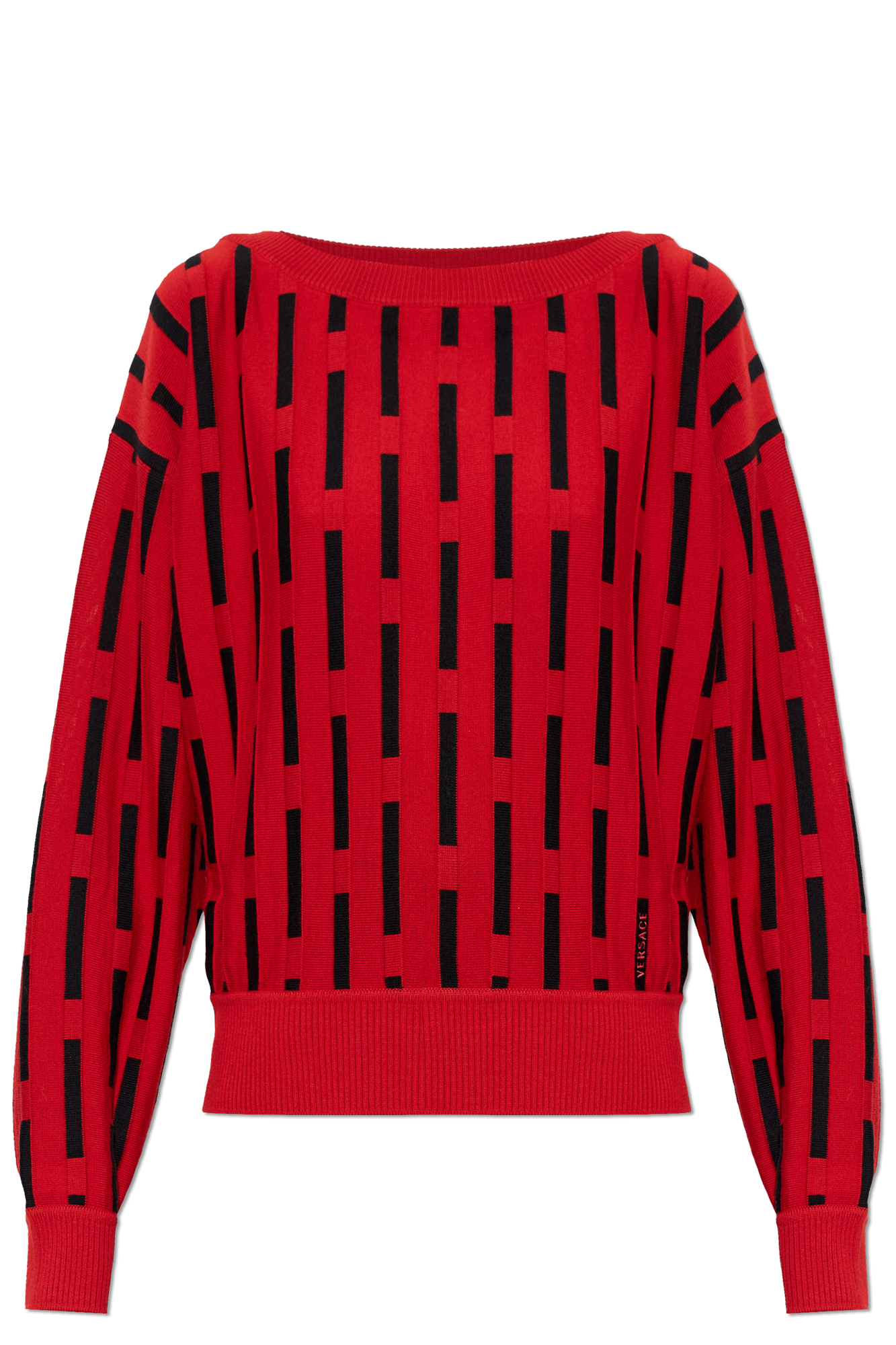 Versace Wełniany Sweter Z Wyszytym Logo, Kobiety, Czerwony