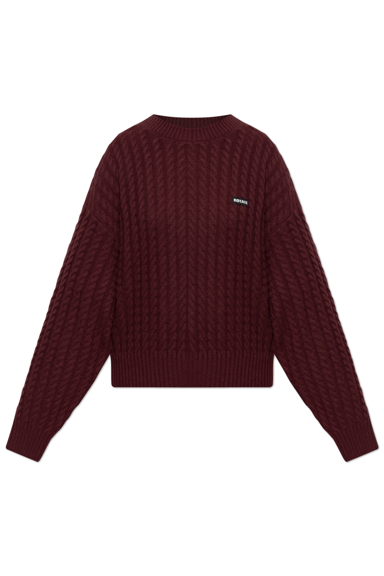 ROTATE Wełniany Sweter Z Naszywką Z Logo, Kobiety, Bordo