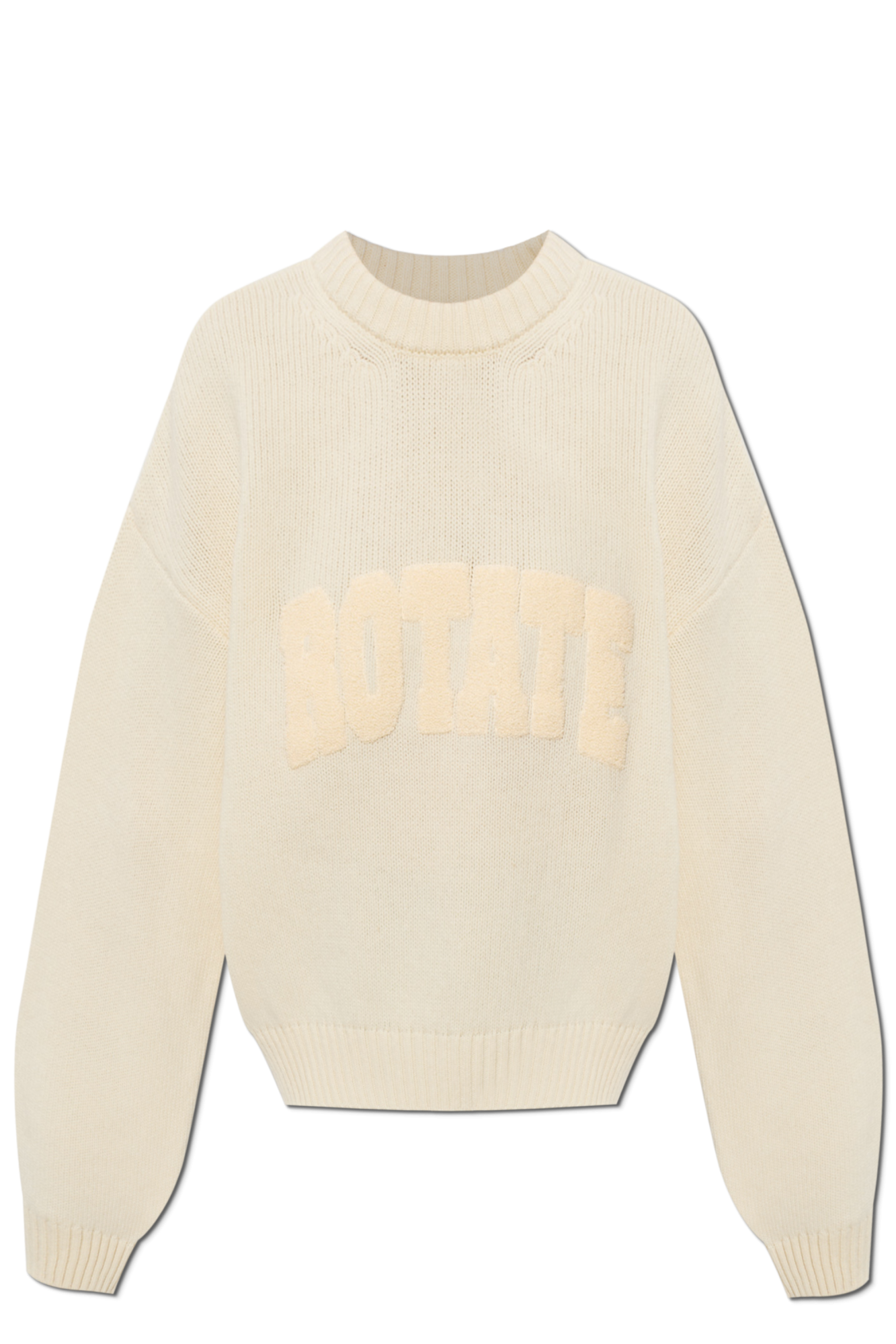 ROTATE Wełniany Sweter Z Logo, Kobiety, Kremowy