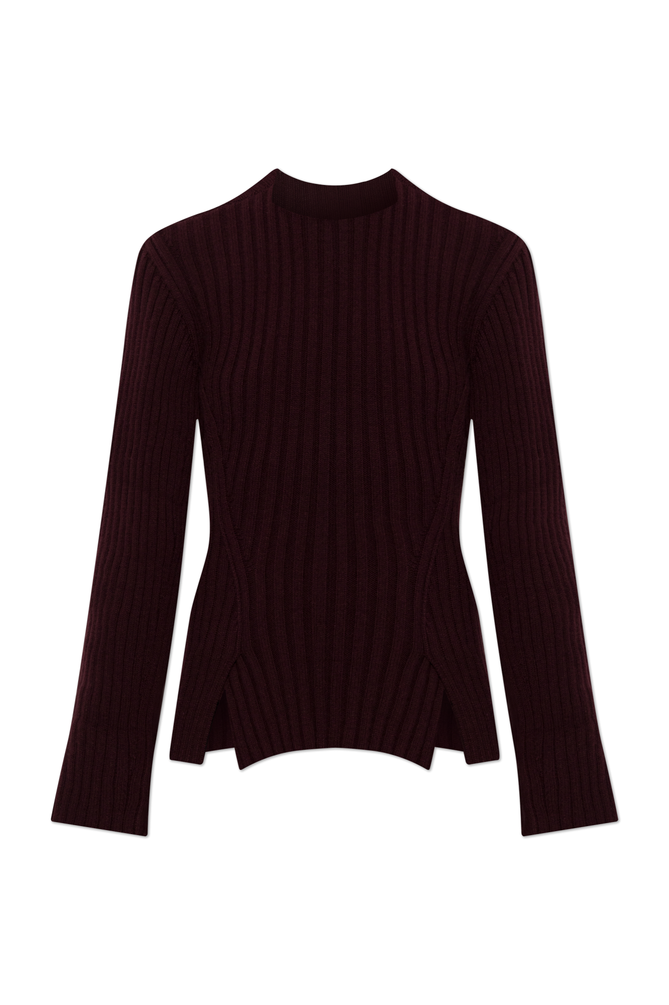 Victoria Beckham Wełniany Sweter Z Podwójnym Rozcięciem, Kobiety, Bordo