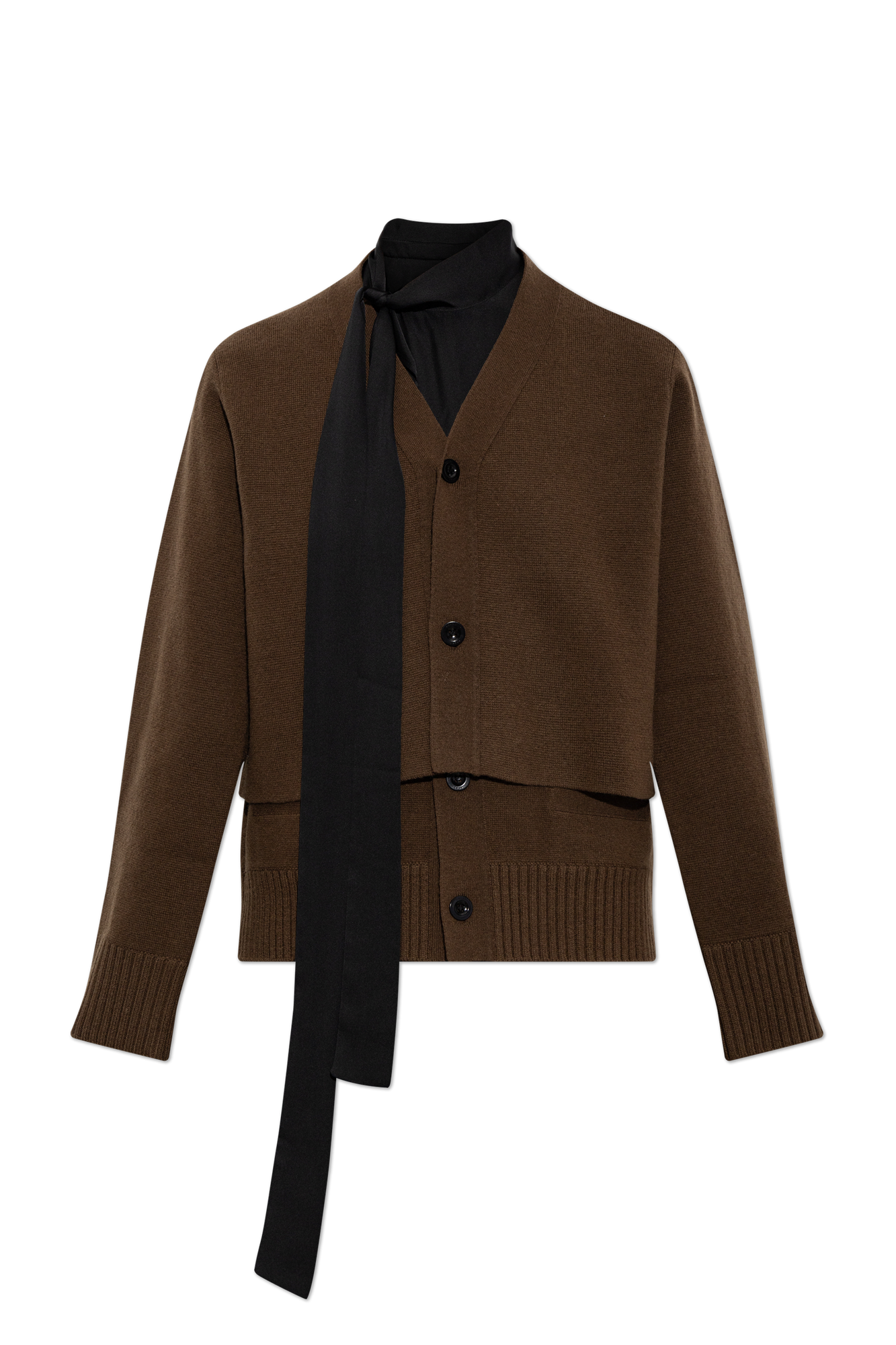 Sacai Kardigan Z łączonych Materiałów, Kobiety, Brązowy