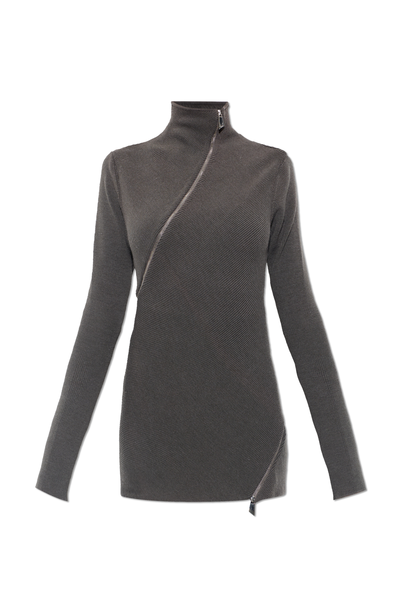 The Attico Sweter Z Dekoracyjnymi Zamkami, Kobiety, Szary