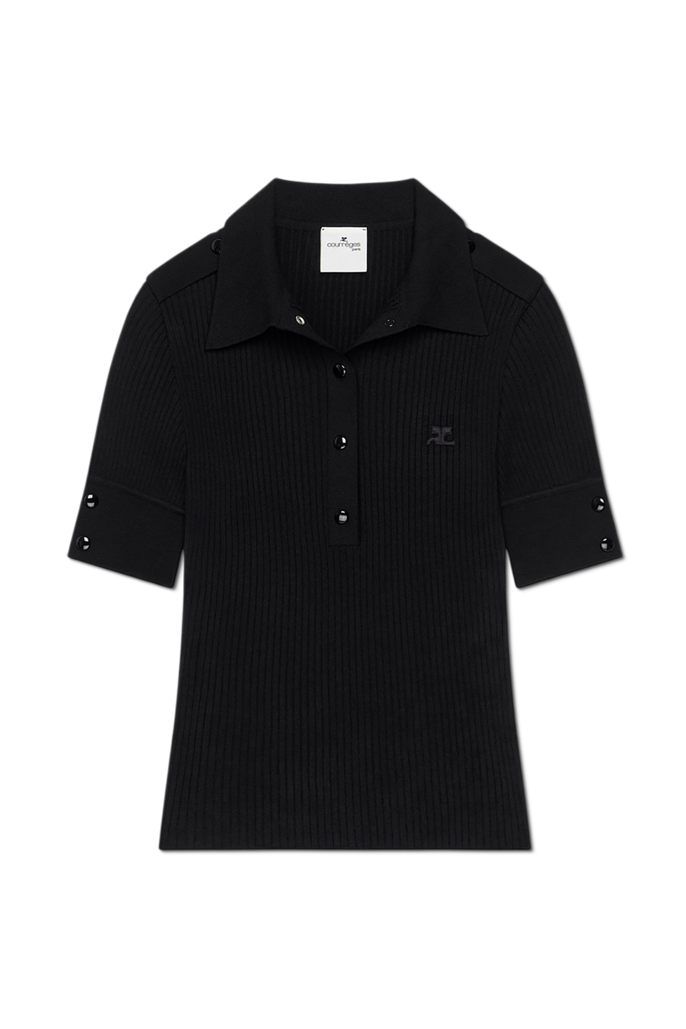 Courrèges Prążkowane Polo O Dopasowanym Kroju, Kobiety, Czarny