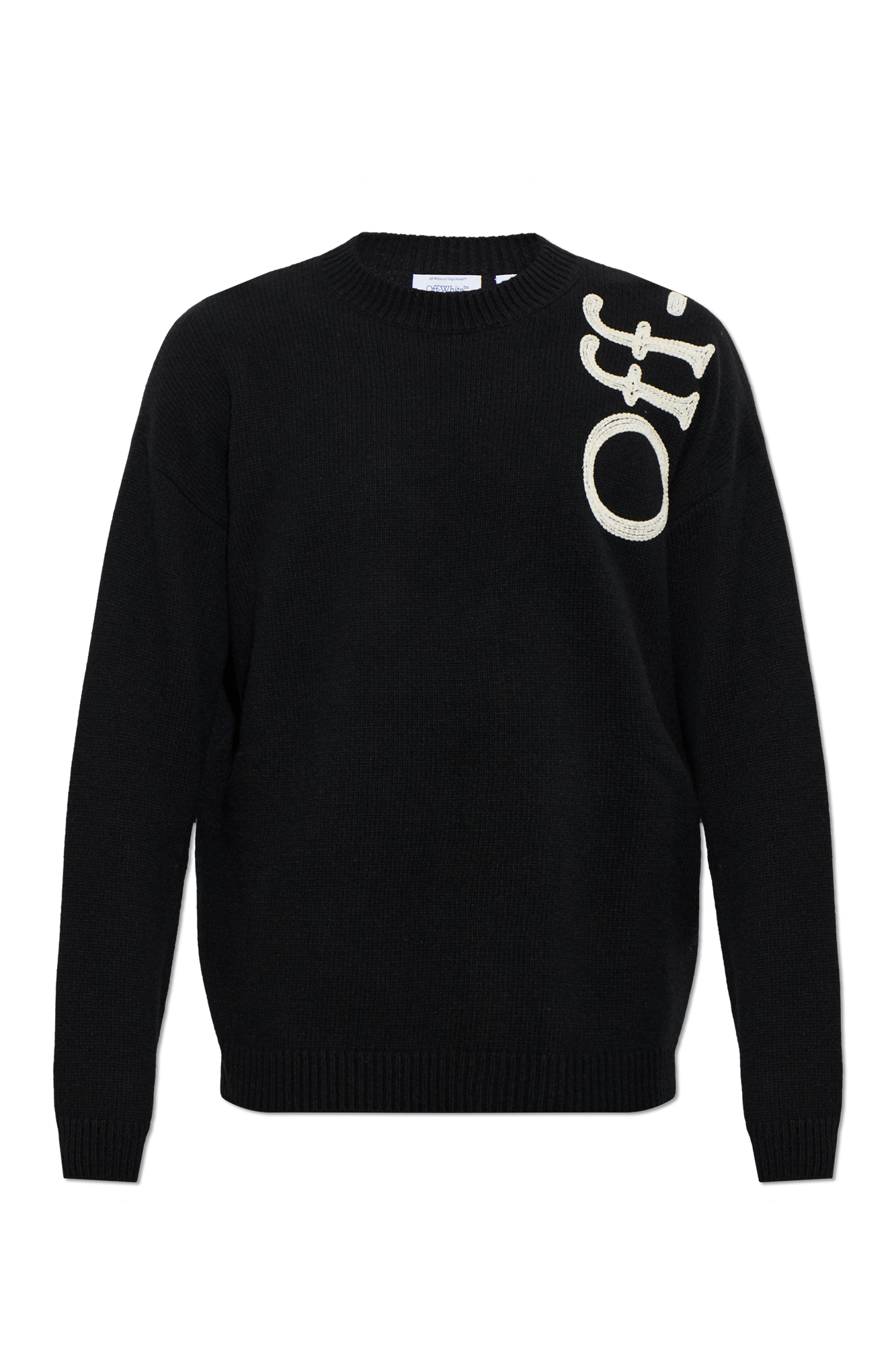 Off-White Sweter Z Aksamitnym Logo, Mężczyźni, Czarny