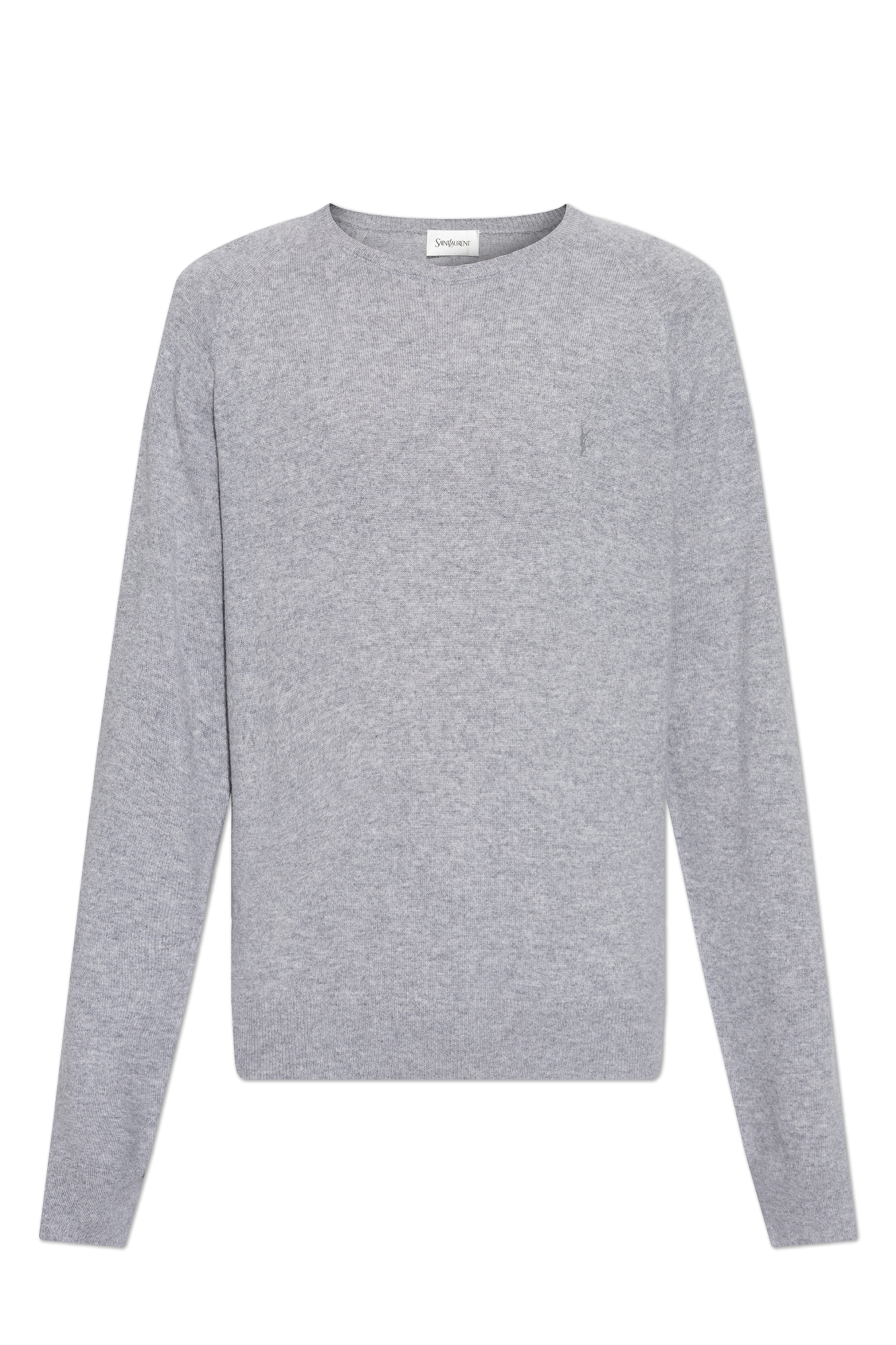 Saint Laurent Kaszmirowy Sweter Z Okrągłym Dekoltem, Mężczyźni, Szary