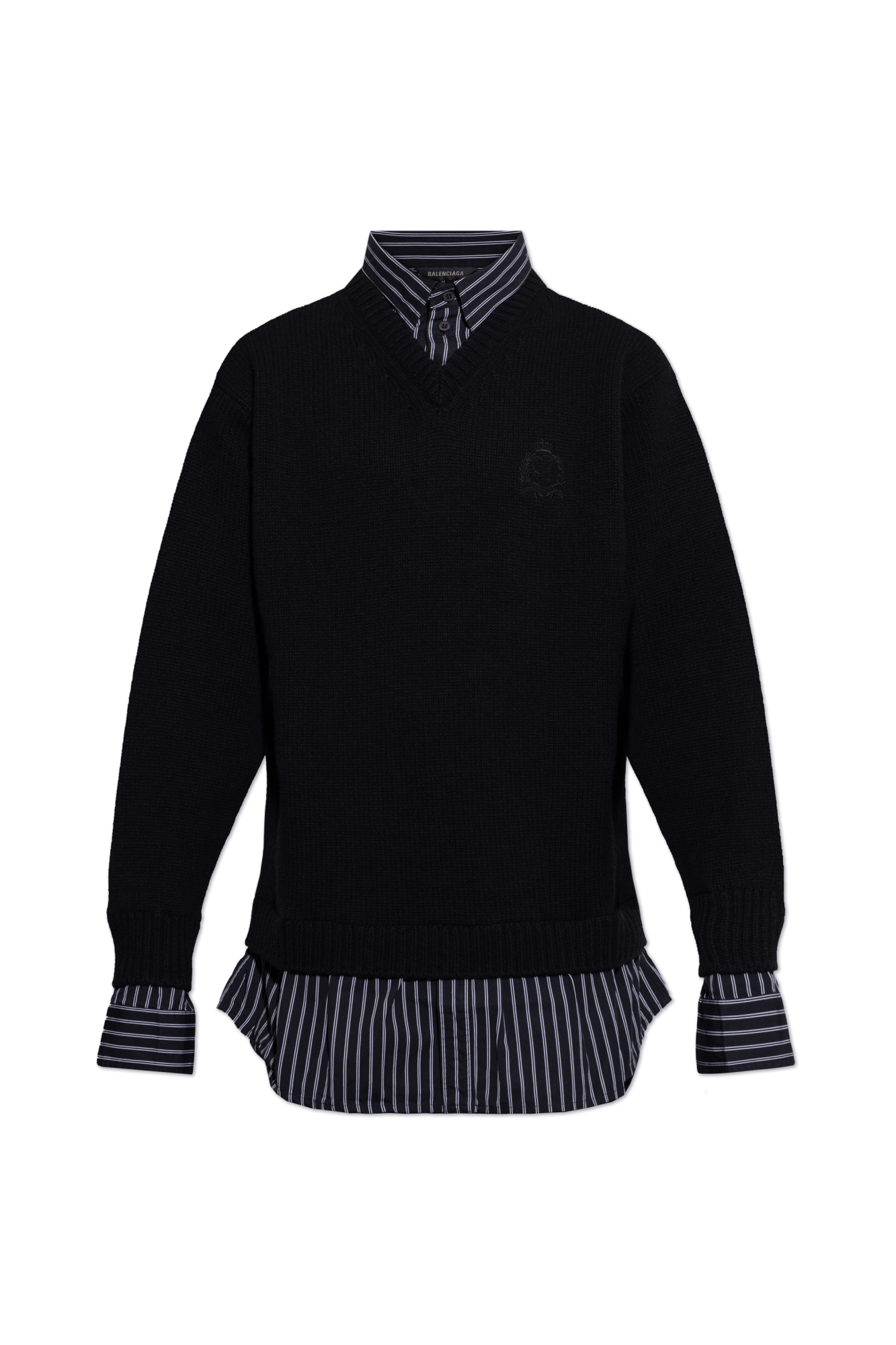 Balenciaga Sweter Z Dekoltem W Serek, Mężczyźni, Czarny