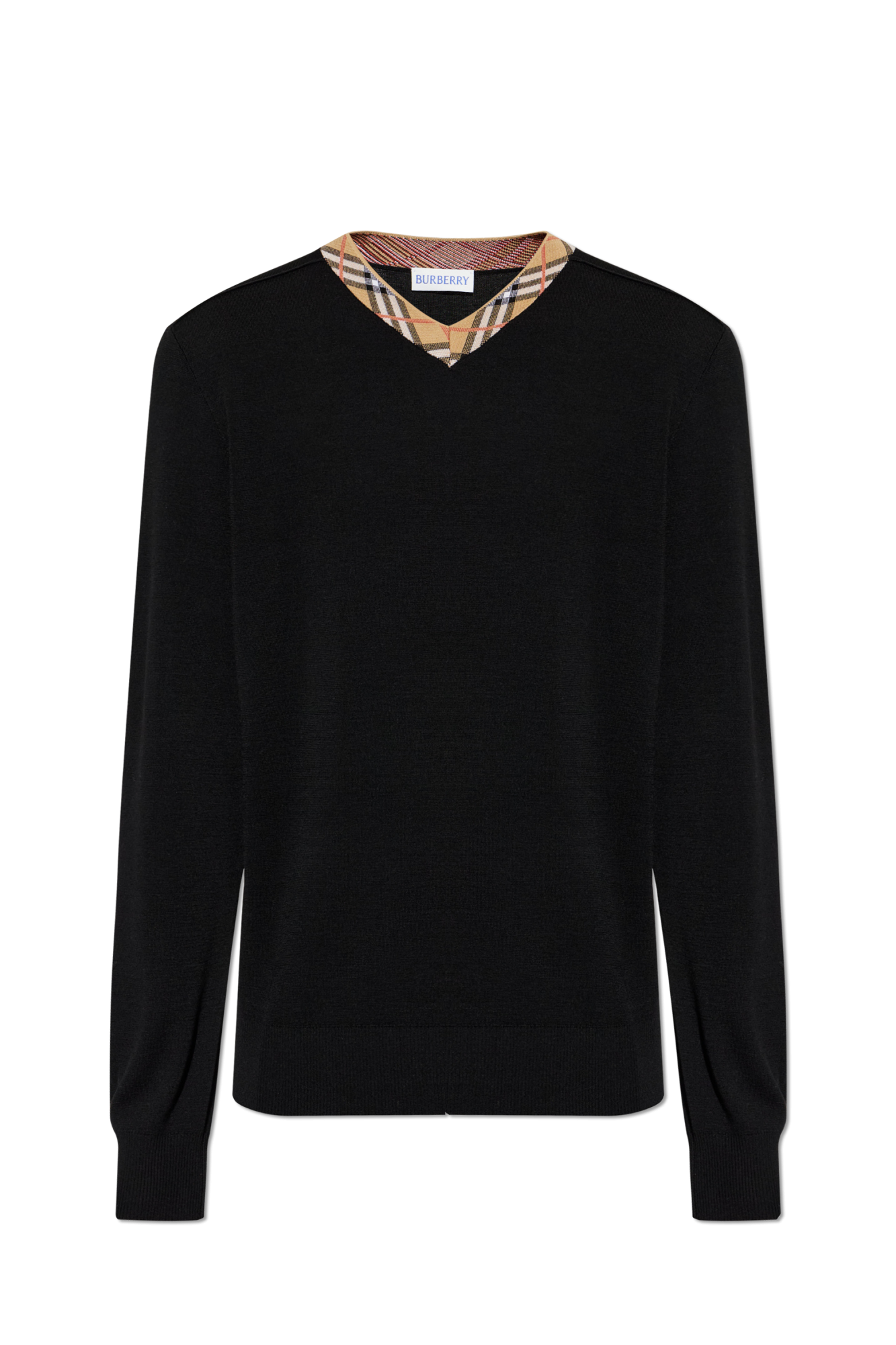 Burberry Sweter Z Dekoltem W Serek, Mężczyźni, Czarny
